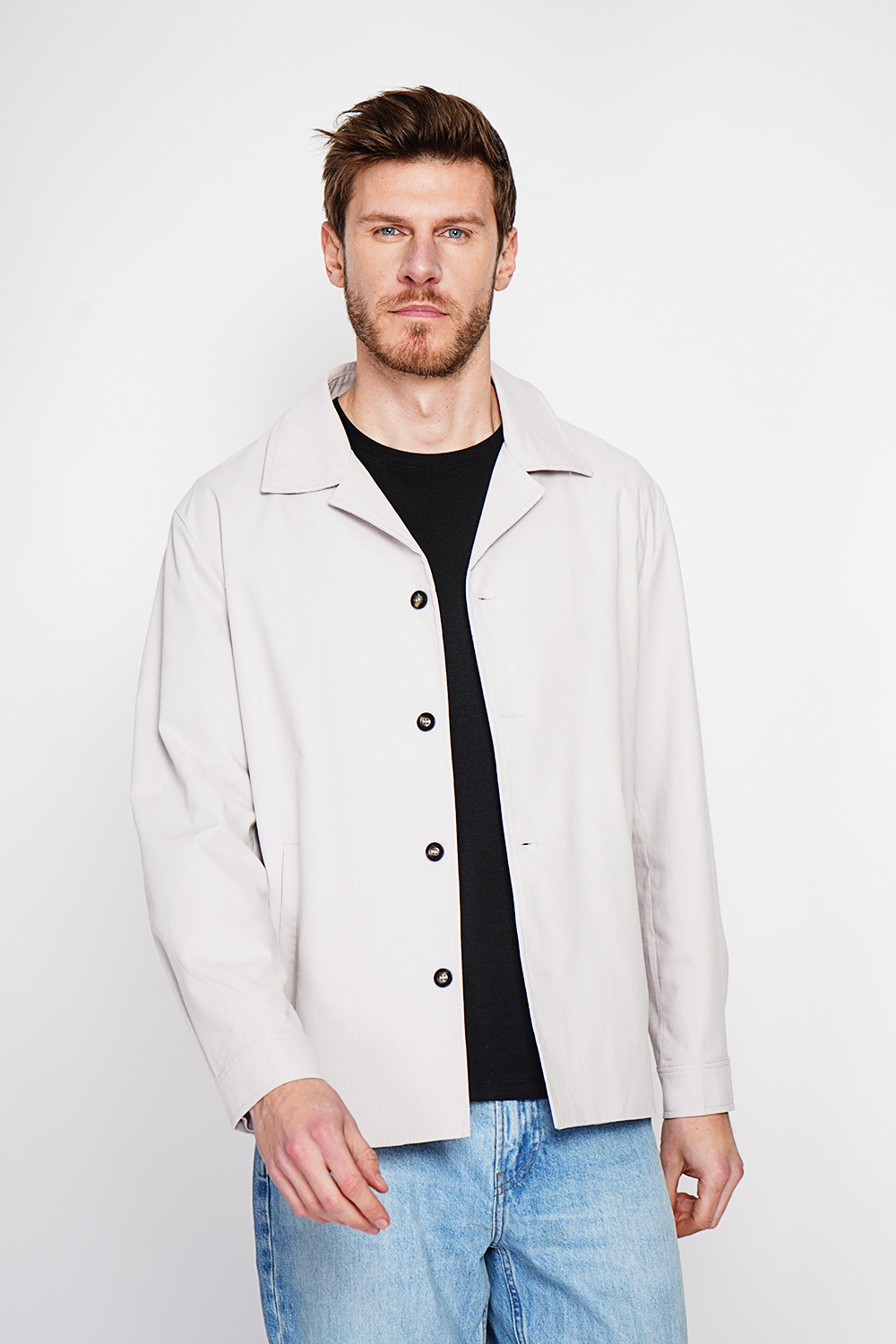 Großhändler Secret du Lin - Klassische Kragenjacke mit Knöpfen vorne und seitlichen Taschen