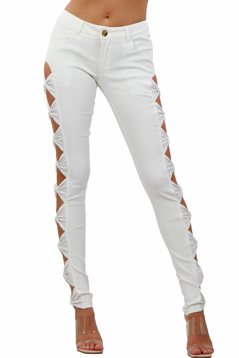 Grossista SOISBELLE - Pantaloni aderenti con aperture laterali audaci e femminili.