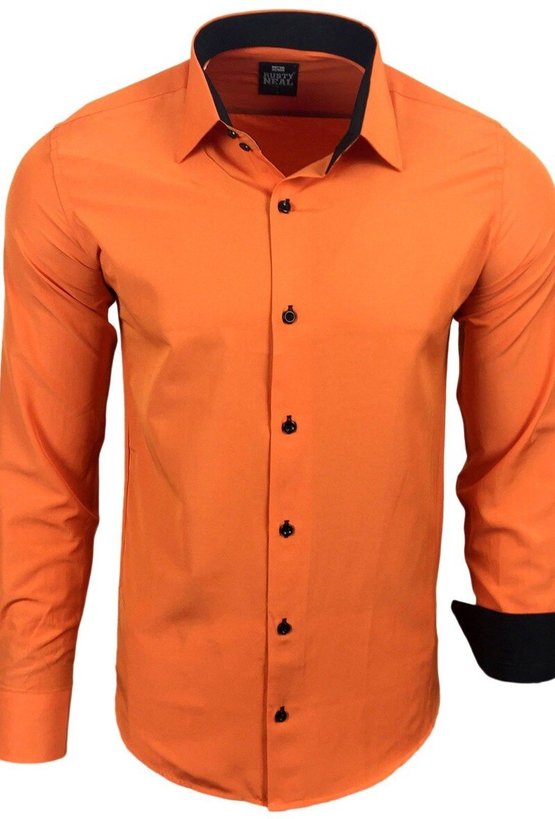 Großhändler SUBLIMINAL MODE - Herrenhemd zweifarbig Slim Fit Orange