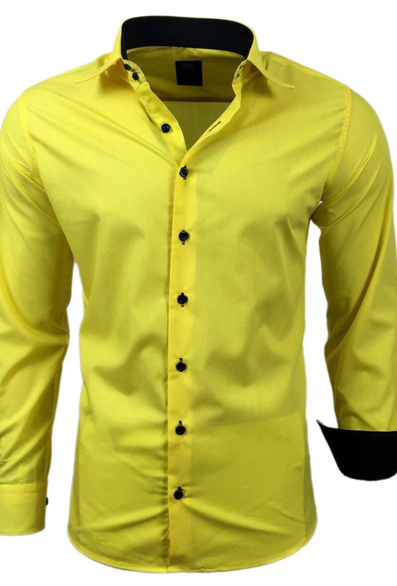 Großhändler SUBLIMINAL MODE - Herrenhemd zweifarbig Slim Fit Gelb