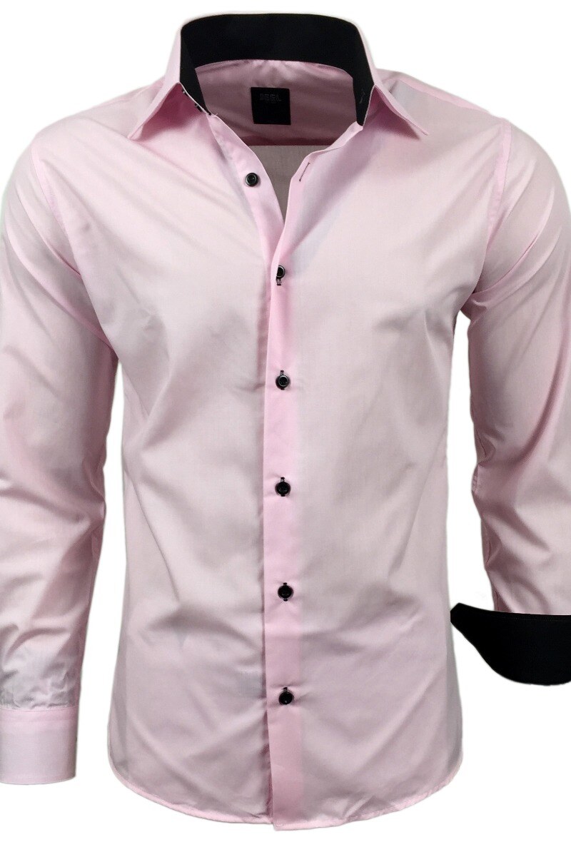 Großhändler SUBLIMINAL MODE - Herrenhemd zweifarbig Slim Fit Rosa