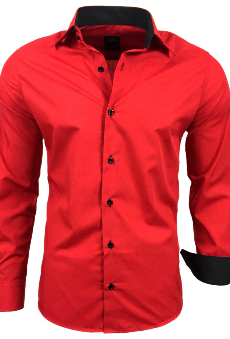 Großhändler SUBLIMINAL MODE - Herrenhemd zweifarbig Slim Fit Rot