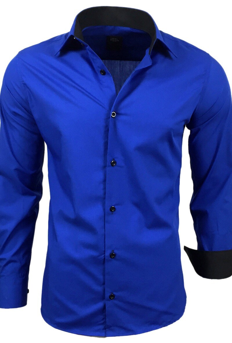 Großhändler SUBLIMINAL MODE - Herrenhemd zweifarbig Slim Fit Königsblau