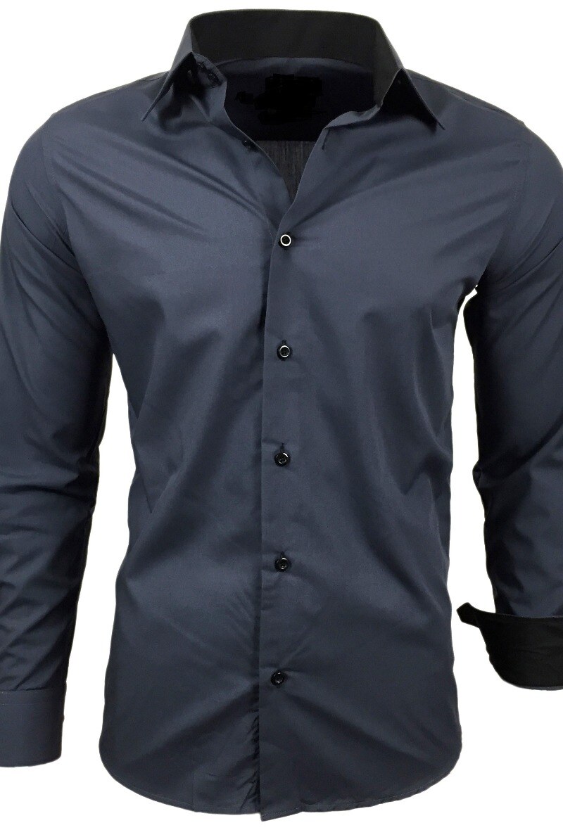 Großhändler SUBLIMINAL MODE - Herrenhemd zweifarbig Slim Fit Anthrazit