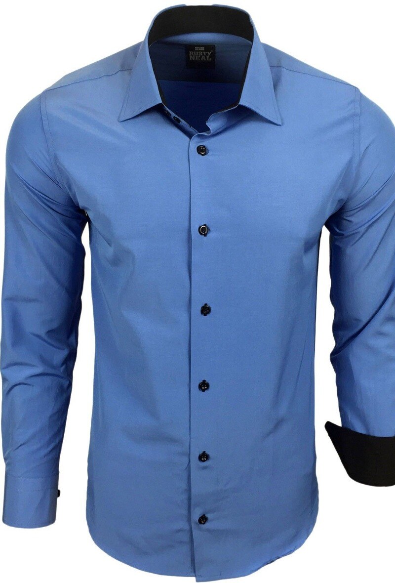 Großhändler SUBLIMINAL MODE - Herrenhemd zweifarbig Slim Fit Blau