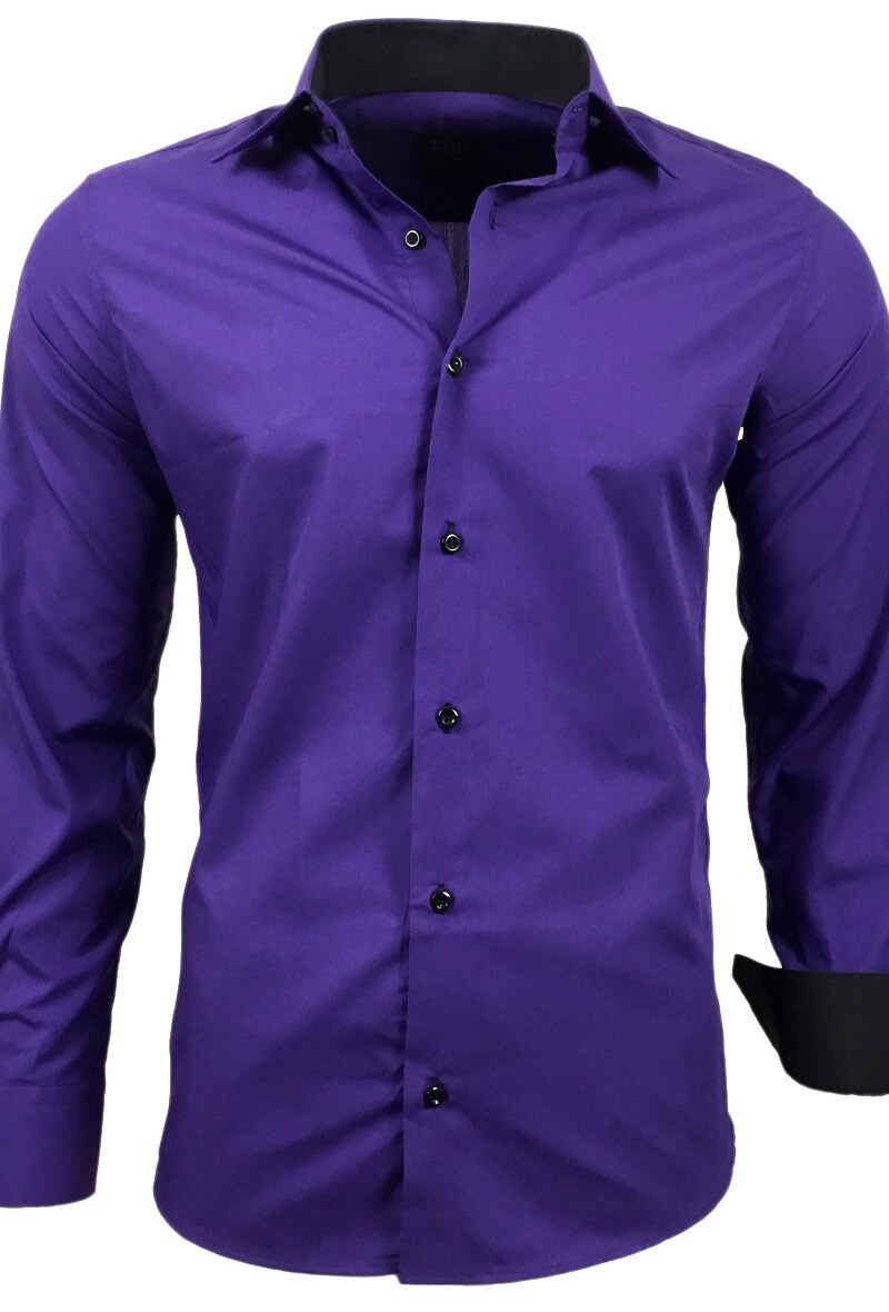 Großhändler SUBLIMINAL MODE - Herrenhemd zweifarbig Slim Fit Violett