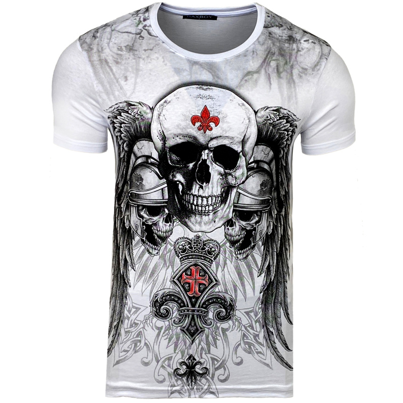 Wholesaler SUBLIMINAL MODE - Subliminal Mode - Short Sleeve Skull Print T Shirt with Rhinestones