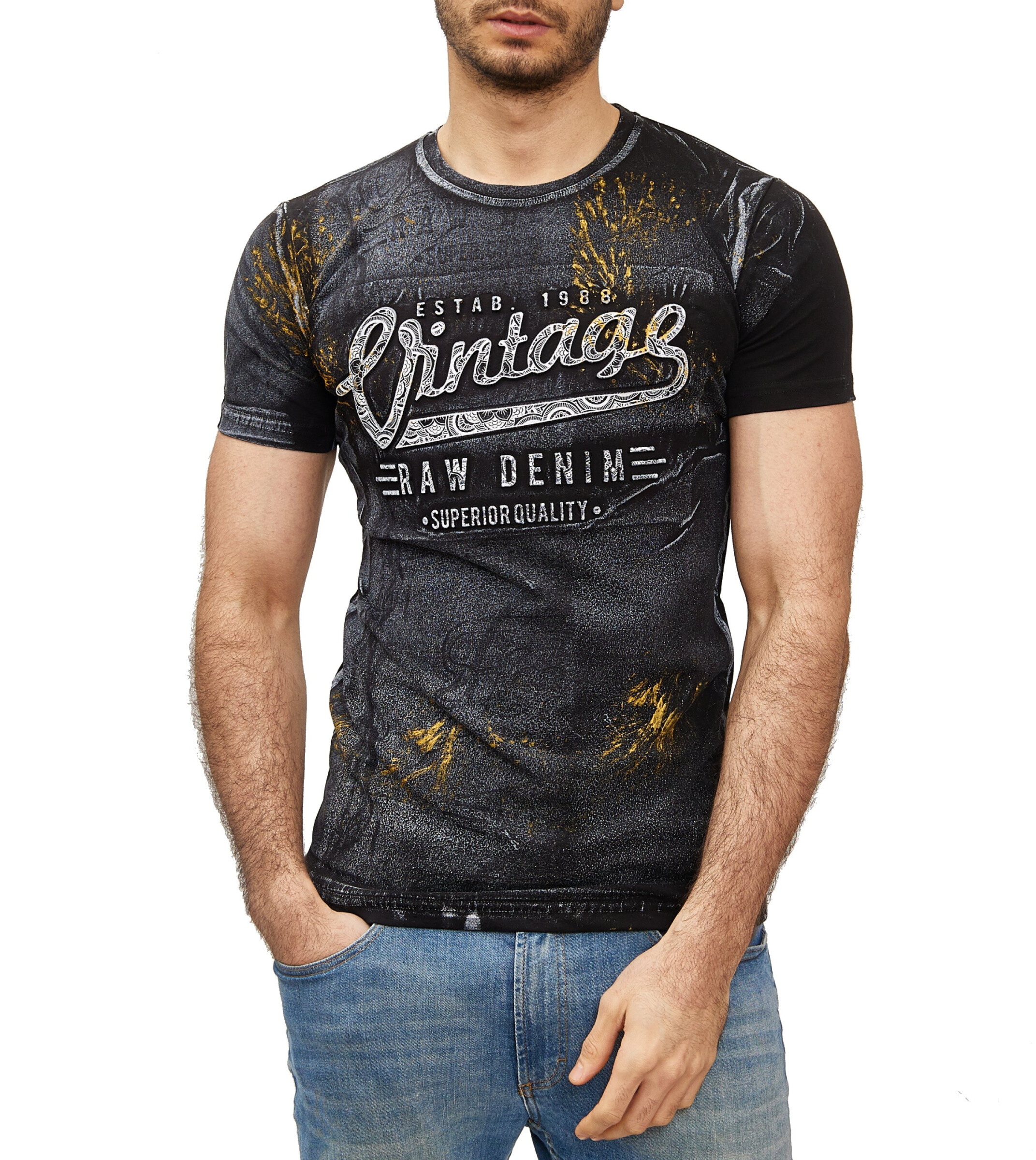 Grossista SUBLIMINAL MODE - T-shirt stampata a manica corta, cotone lavato