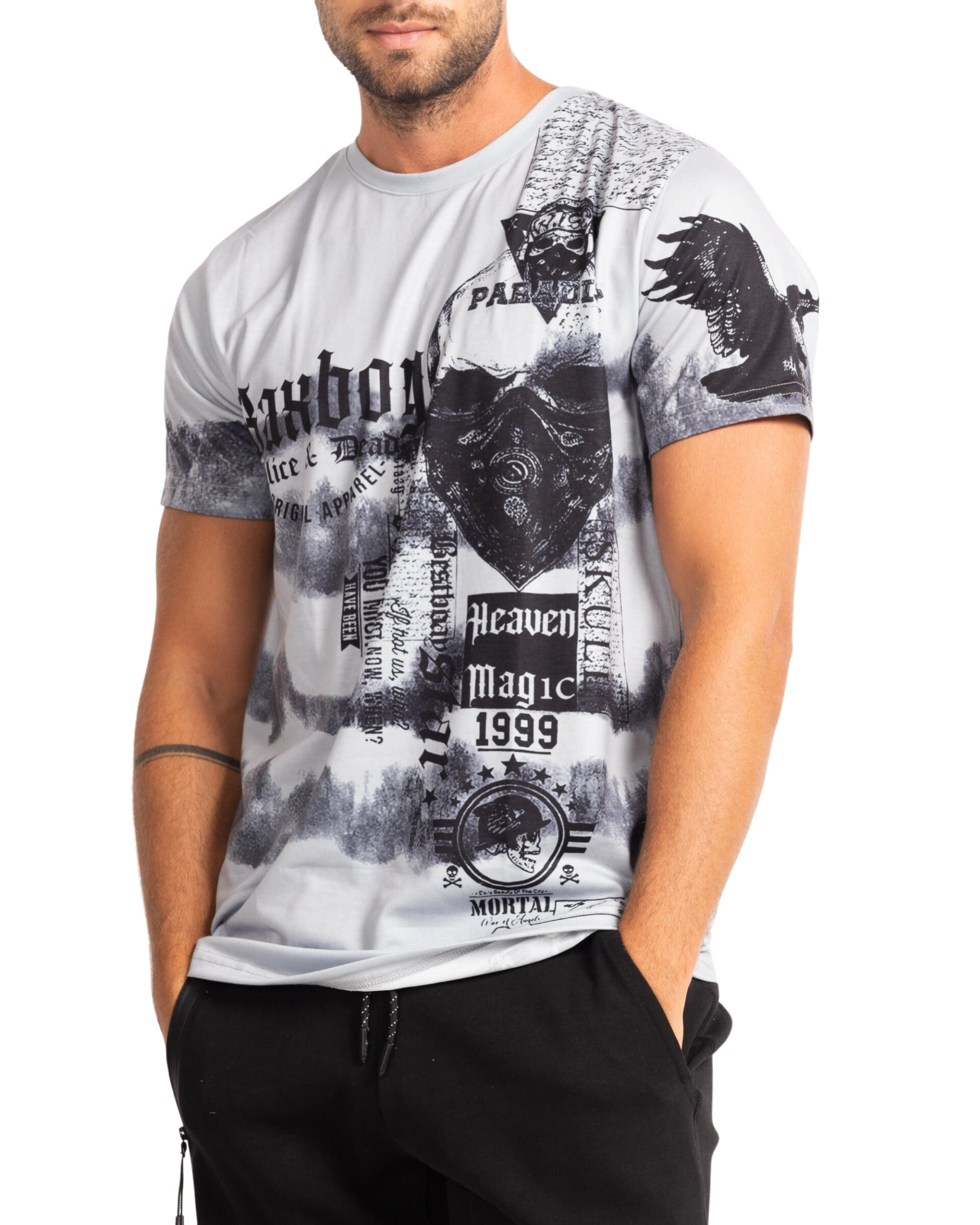 Grossista SUBLIMINAL MODE - T-shirt stampata a manica corta, cotone lavato