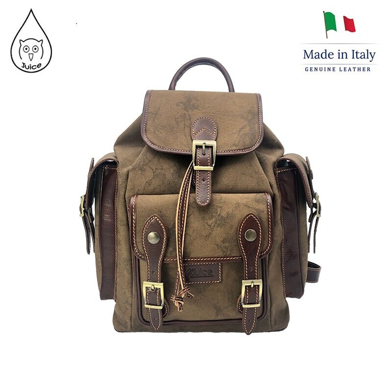 Wholesaler Suie Valentini - Buffered leather and canvas backpack