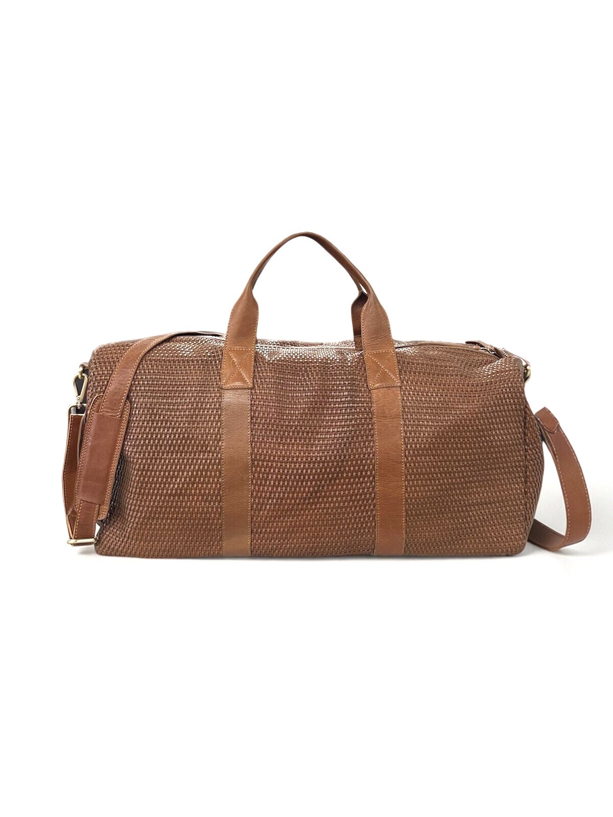 Grossista Suie Valentini - Borsa da weekend intrecciata in vera pelle per uomo