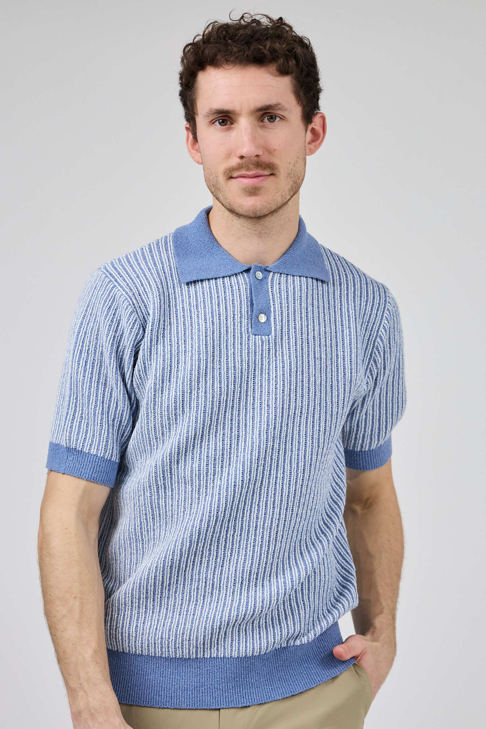 Wholesaler TOP MONDAY - Short-sleeve textured knit polo
