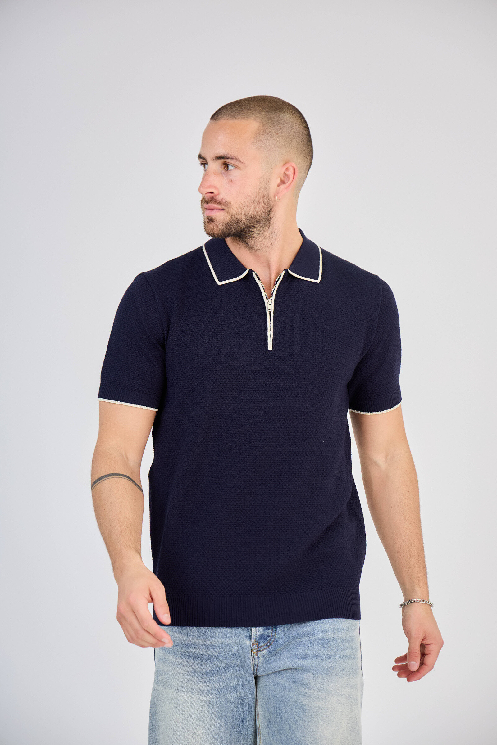 Grossiste TOP MONDAY - Polo zippé texturée