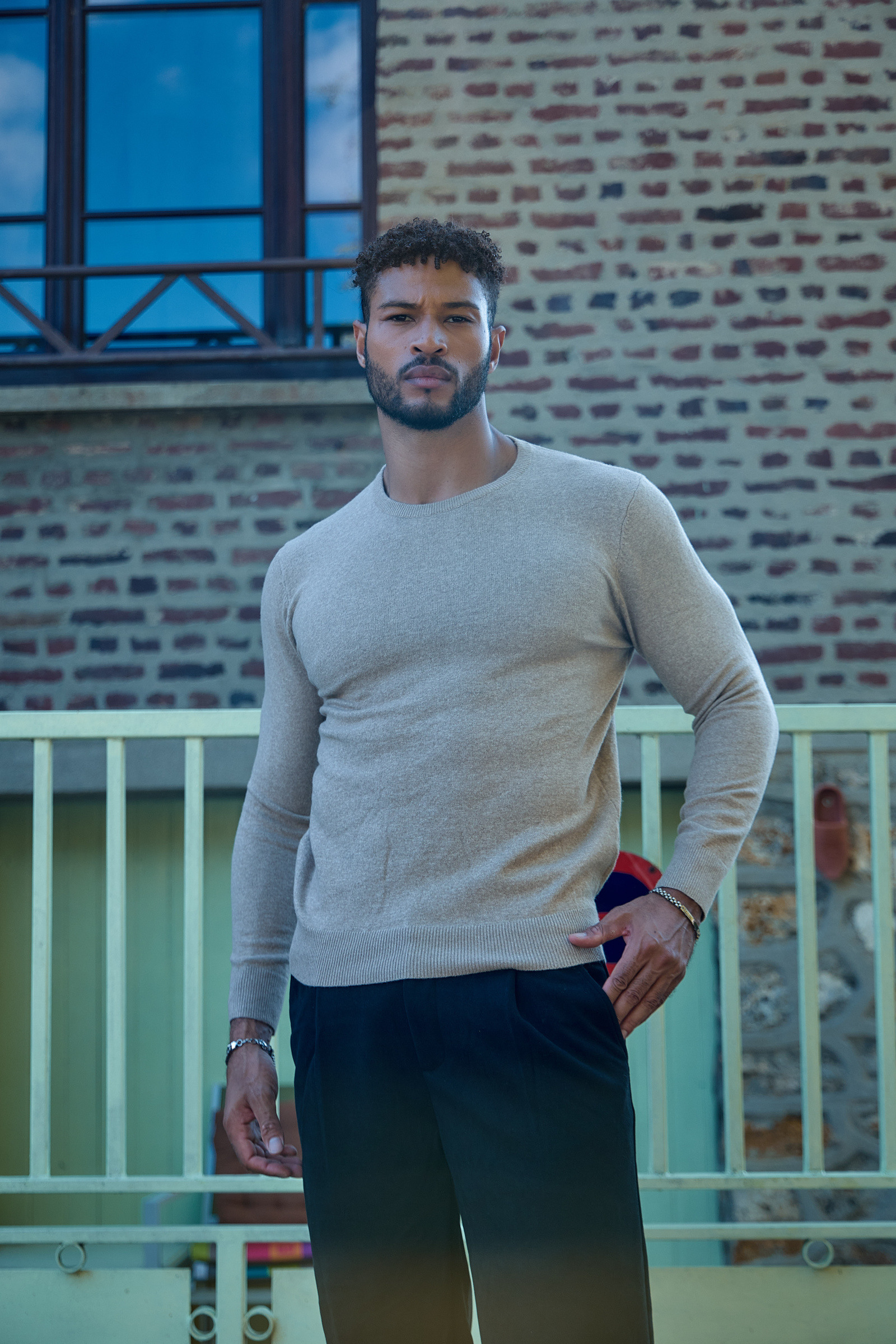 Grossiste TOP MONDAY - Pull col rond en maille bi-couleur