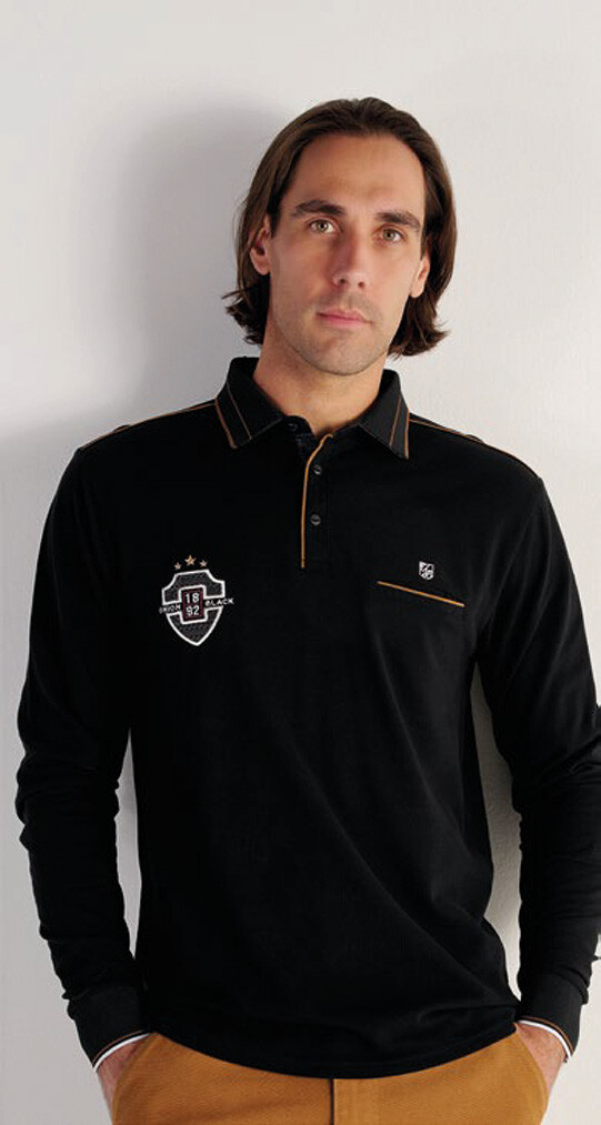 Wholesaler UNION BLACK - Long Sleeve Piqué Rugby Polo NZ