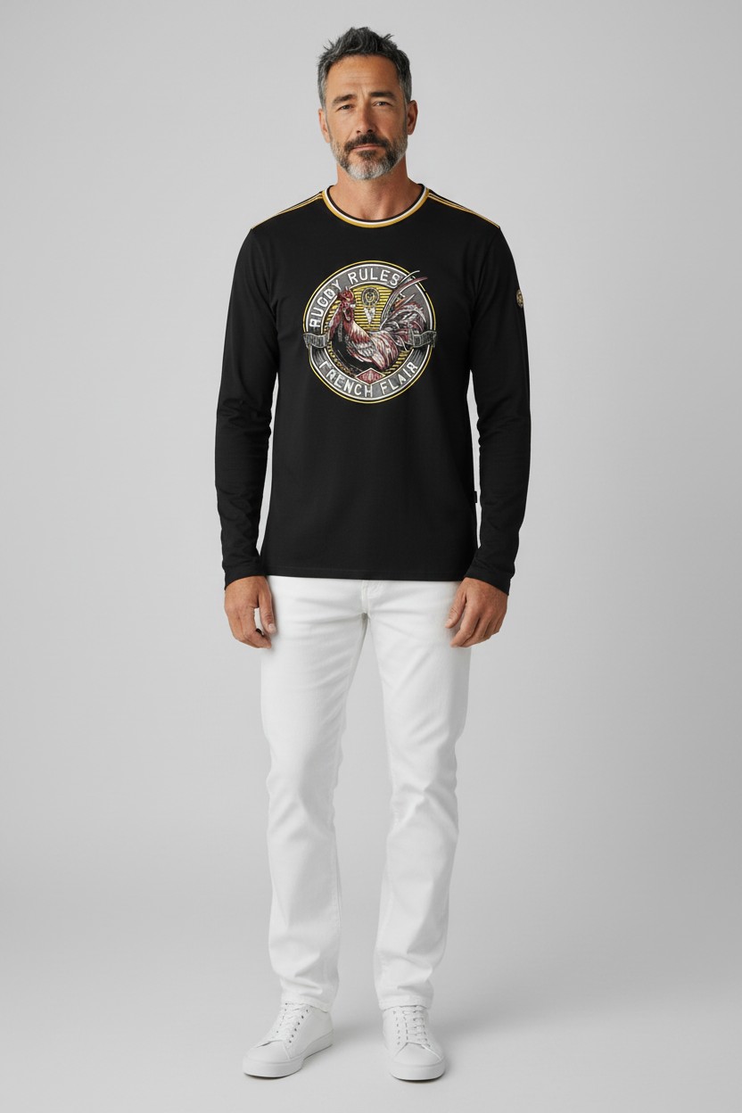 Wholesaler UNION BLACK - Long Sleeve Jersey Tee Shirt FrenchFlair Design Wholesaler UNION BLACK - Long Sleeve Jersey Tee Shirt FrenchFlair Design