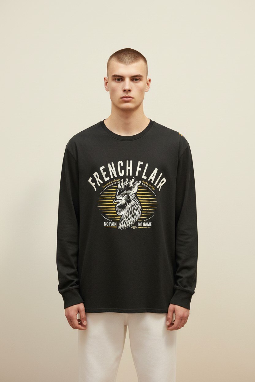 Wholesaler UNION BLACK - Long sleeve t-shirt with rooster print