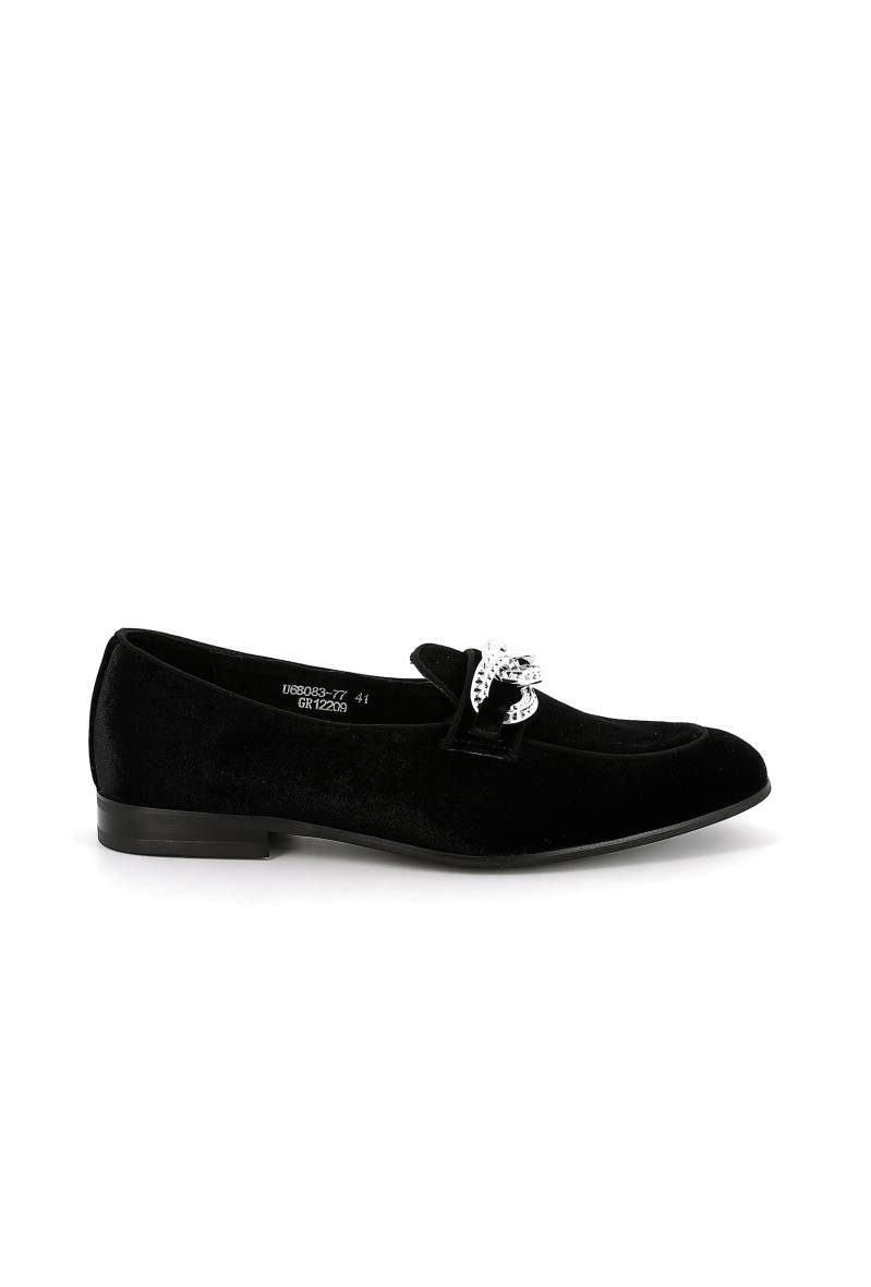 Grossiste UOMO design - Slip-on Homme en aspect velour avec accessoire chaîne