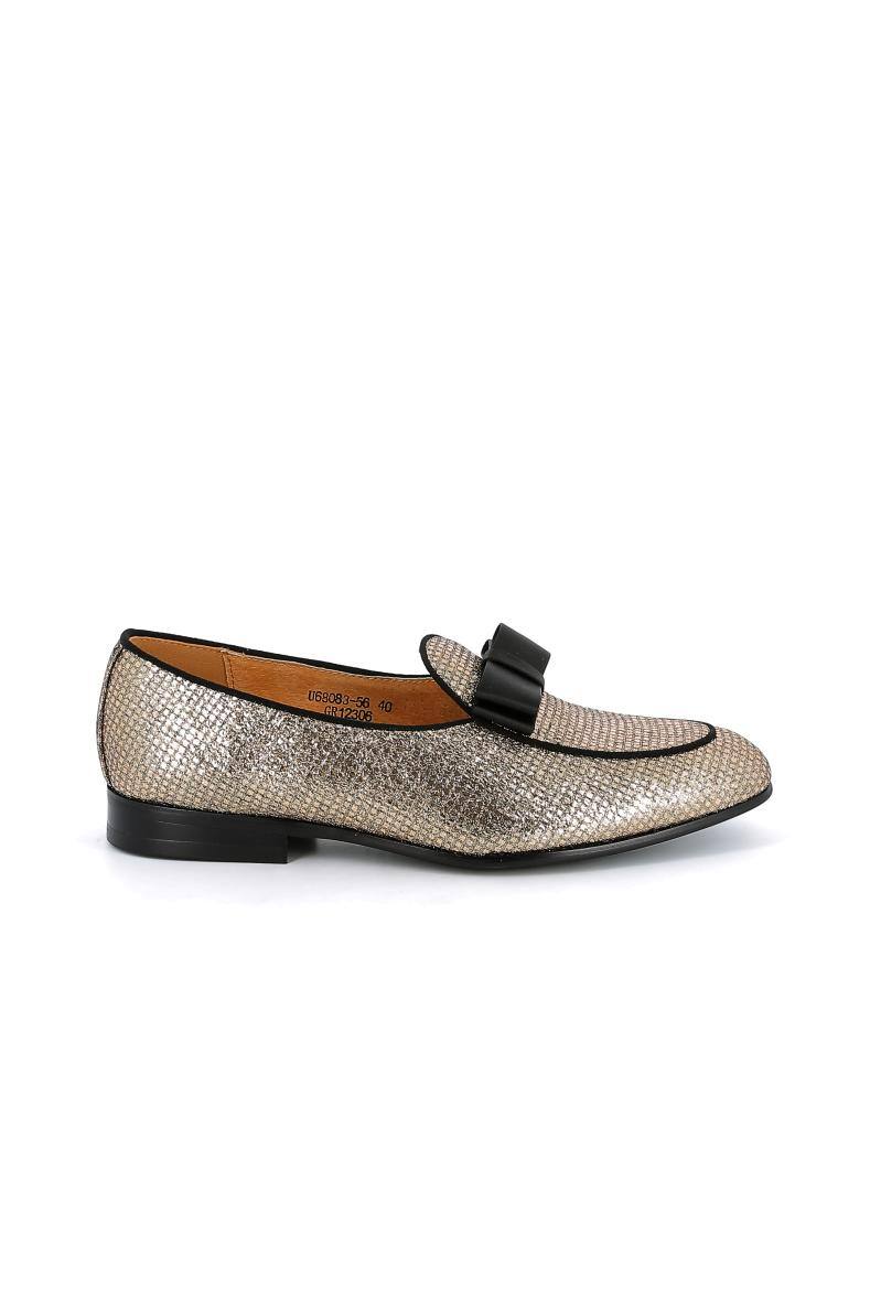 Großhändler UOMO design - Glänzender/Pailletten-Herren-Slipper mit Fliege als Accessoire