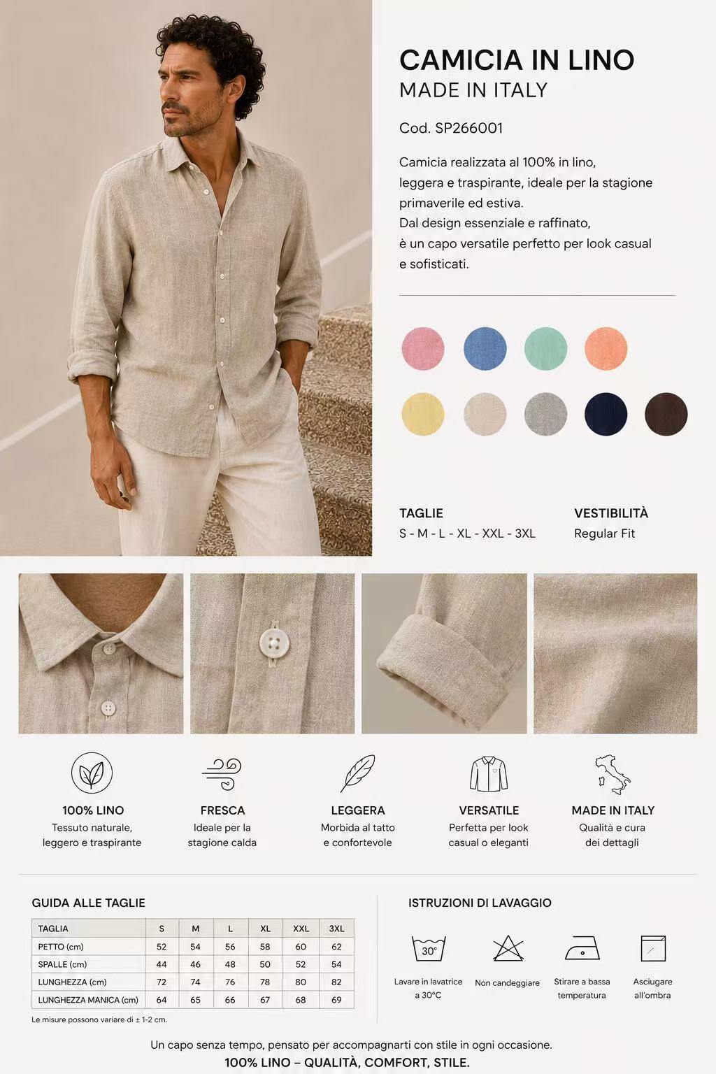 Mayorista UPSTYLE - CAMISA DE HOMBRE 100% LINO