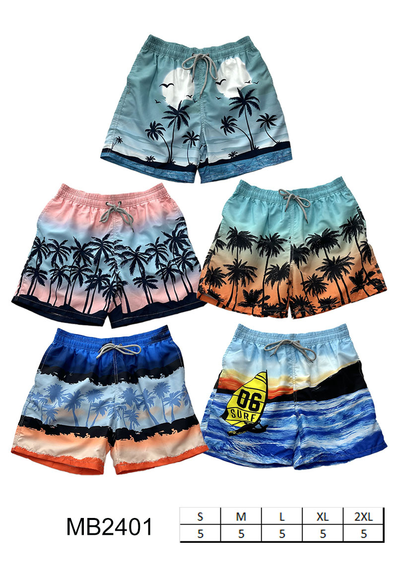 Großhändler Very Zen - Herren-Strandshorts mit Palmen-Landschaftsmotiven