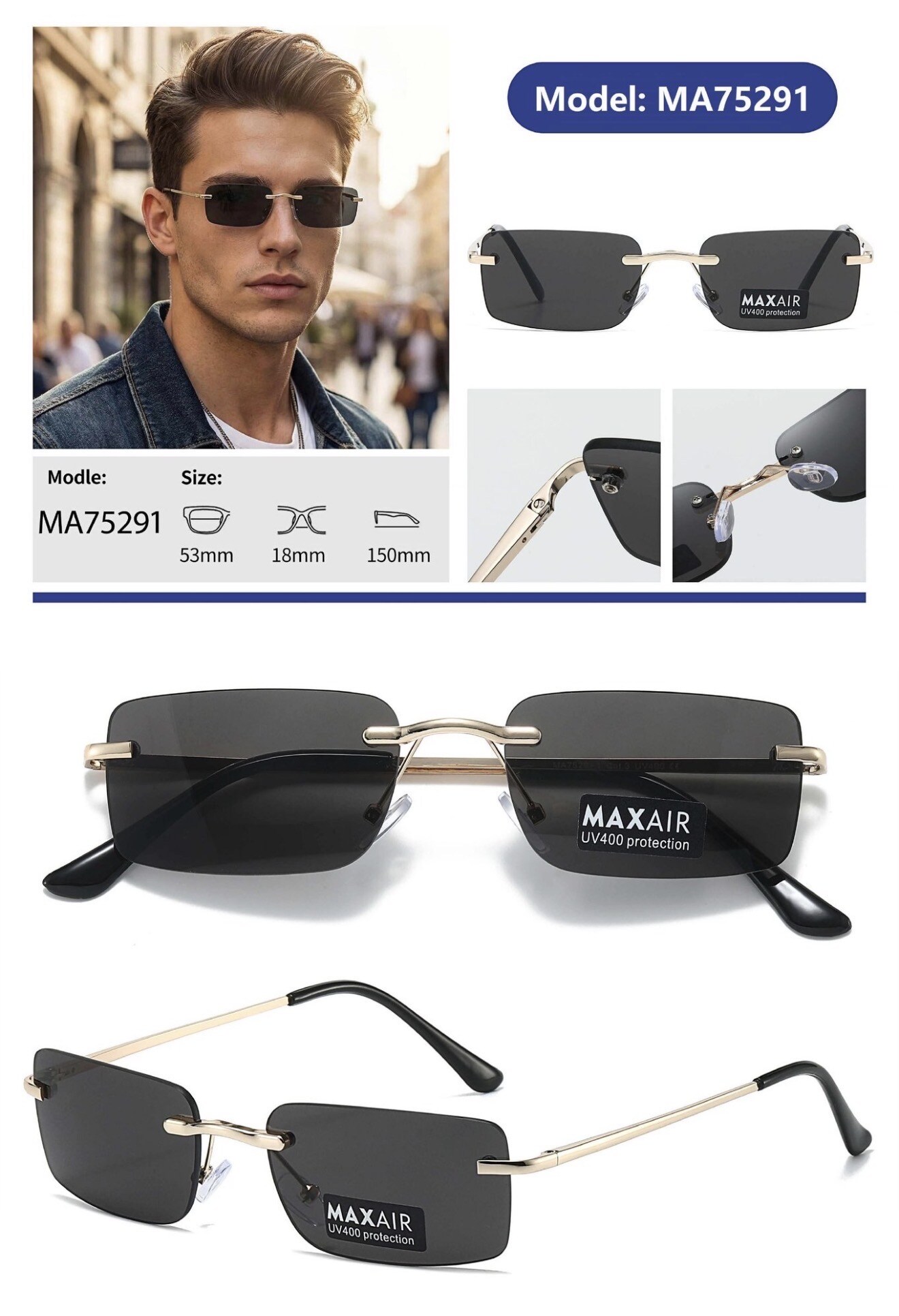 Großhändler Victoria EL - Randlose Sonnenbrille
