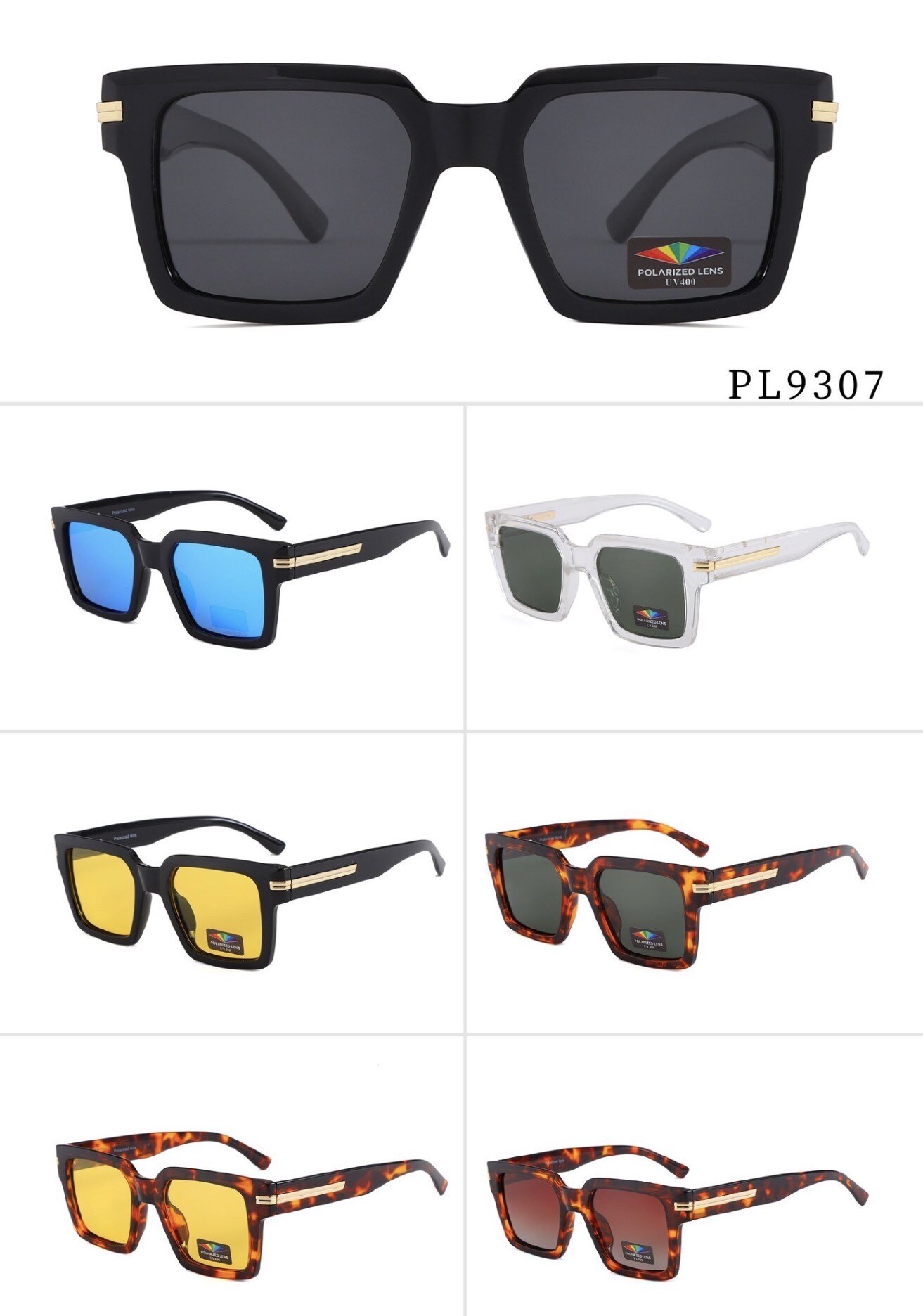 Großhändler Victoria EL - PL9307 Sonnenbrille – Trendiges quadratisches Design und polarisierte Gläser