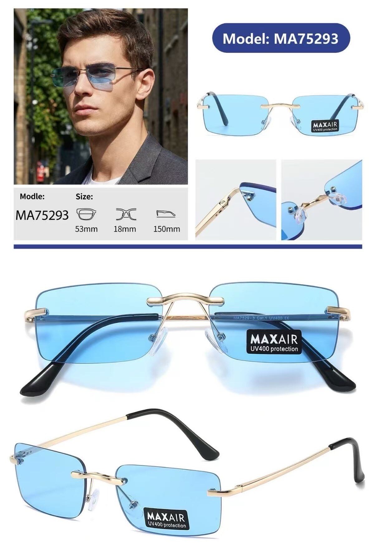 Grossiste Victoria EL - Lunettes de soleil de luxe sans monture