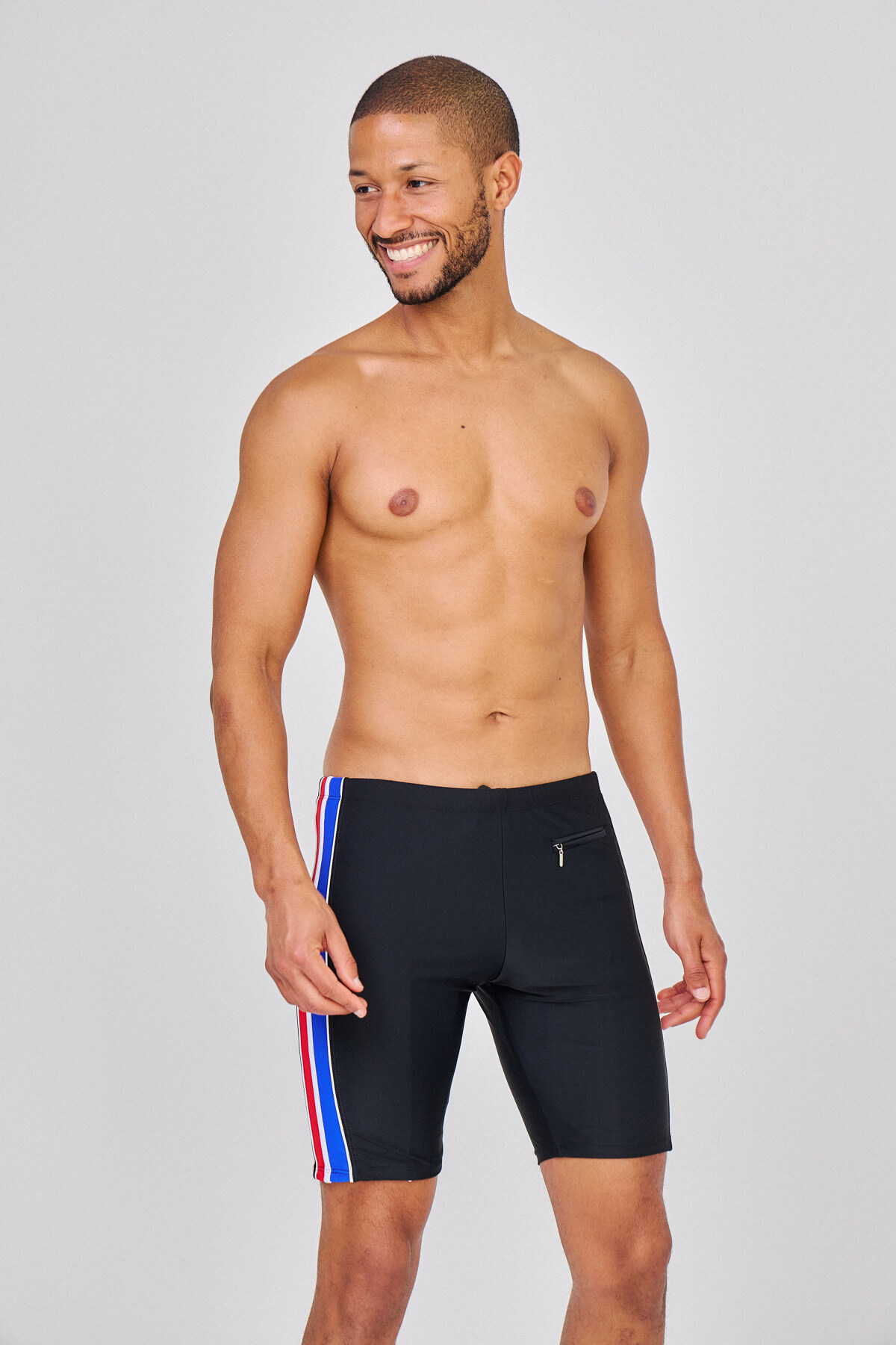 Großhändler Vidoya Swimwear - Herren-Badeshorts mittellang – Streifen mit französischer Flagge