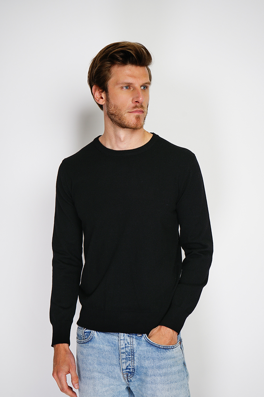 Grossiste William de Faye - Pull col ras-du-cou classique, manches longues, tricot 2 fils