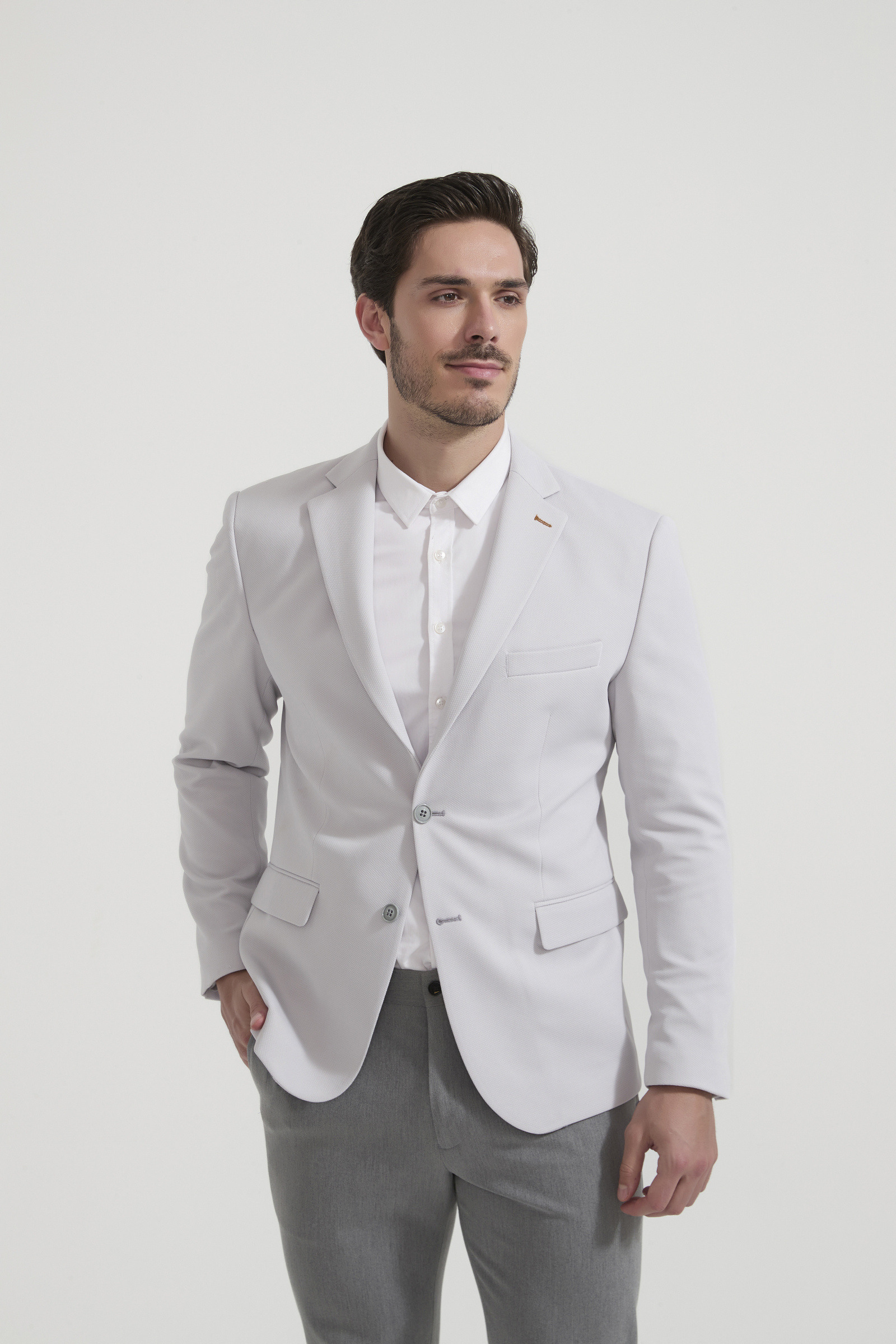 Grossiste Yves Enzo Paris - Blazer piqué - Gris