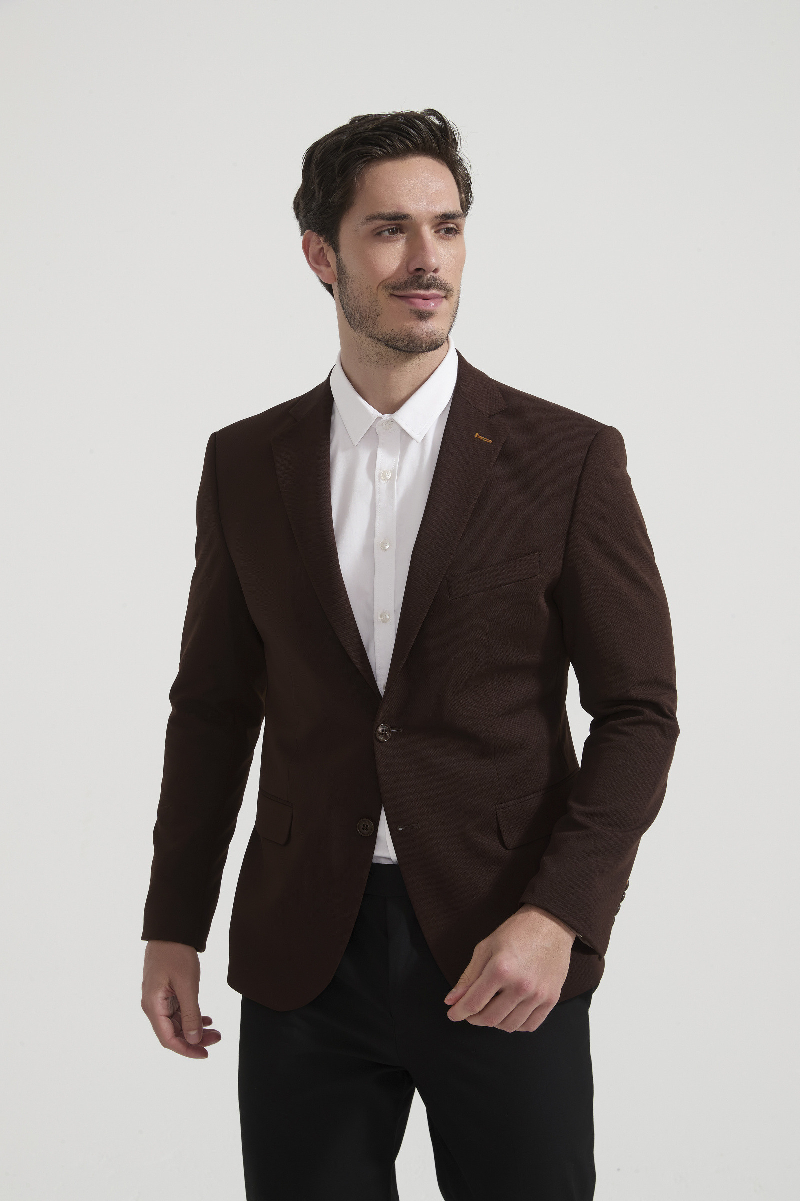 Grossiste Yves Enzo Paris - Blazer piqué - Marron foncé