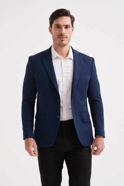 Wholesaler Yves Enzo Paris - Piqué Blazer - Navy Wholesaler Yves Enzo Paris - Piqué Blazer - Navy