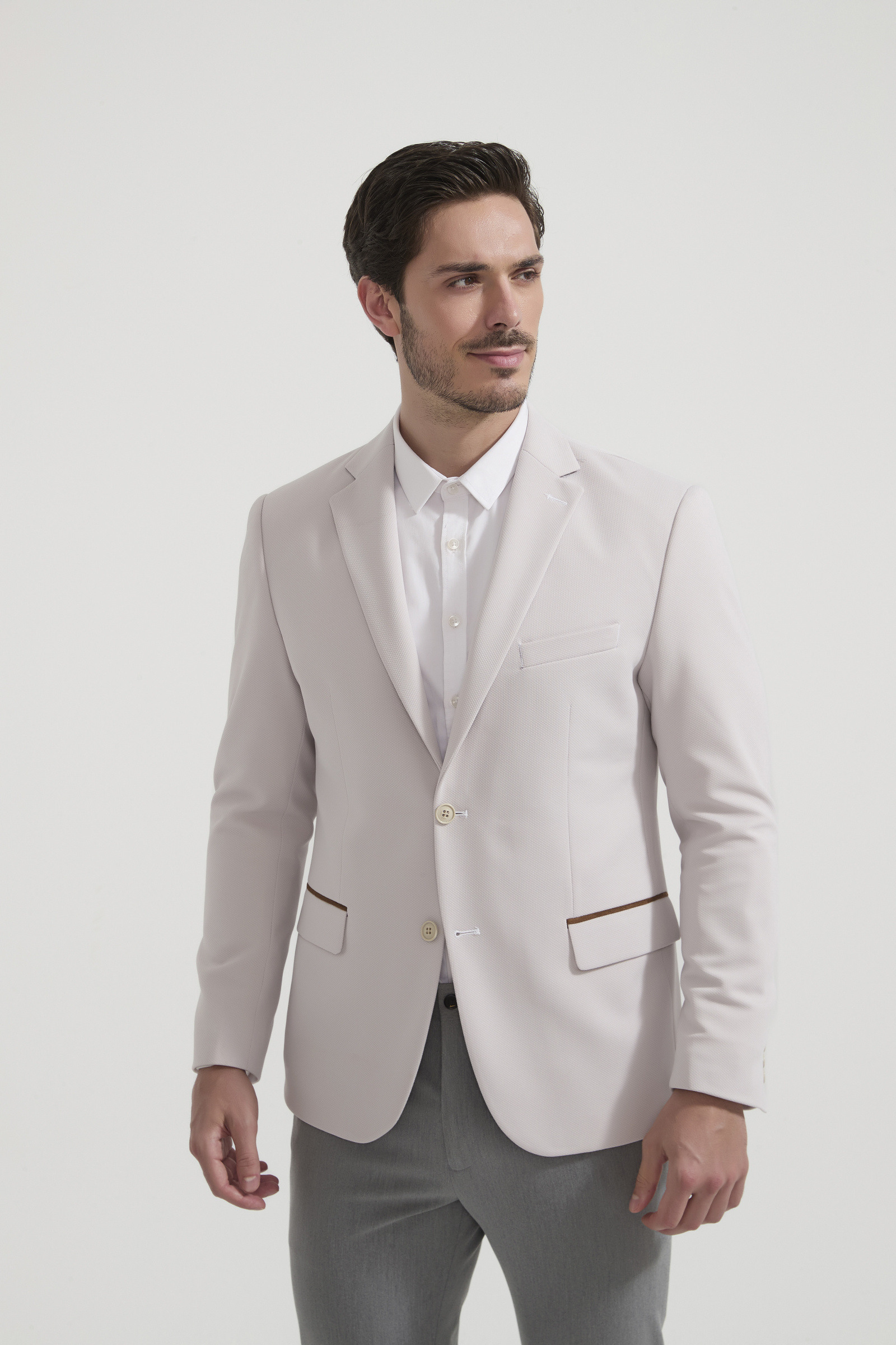 Grossiste Yves Enzo Paris - Blazer piqué avec coudières - Off white