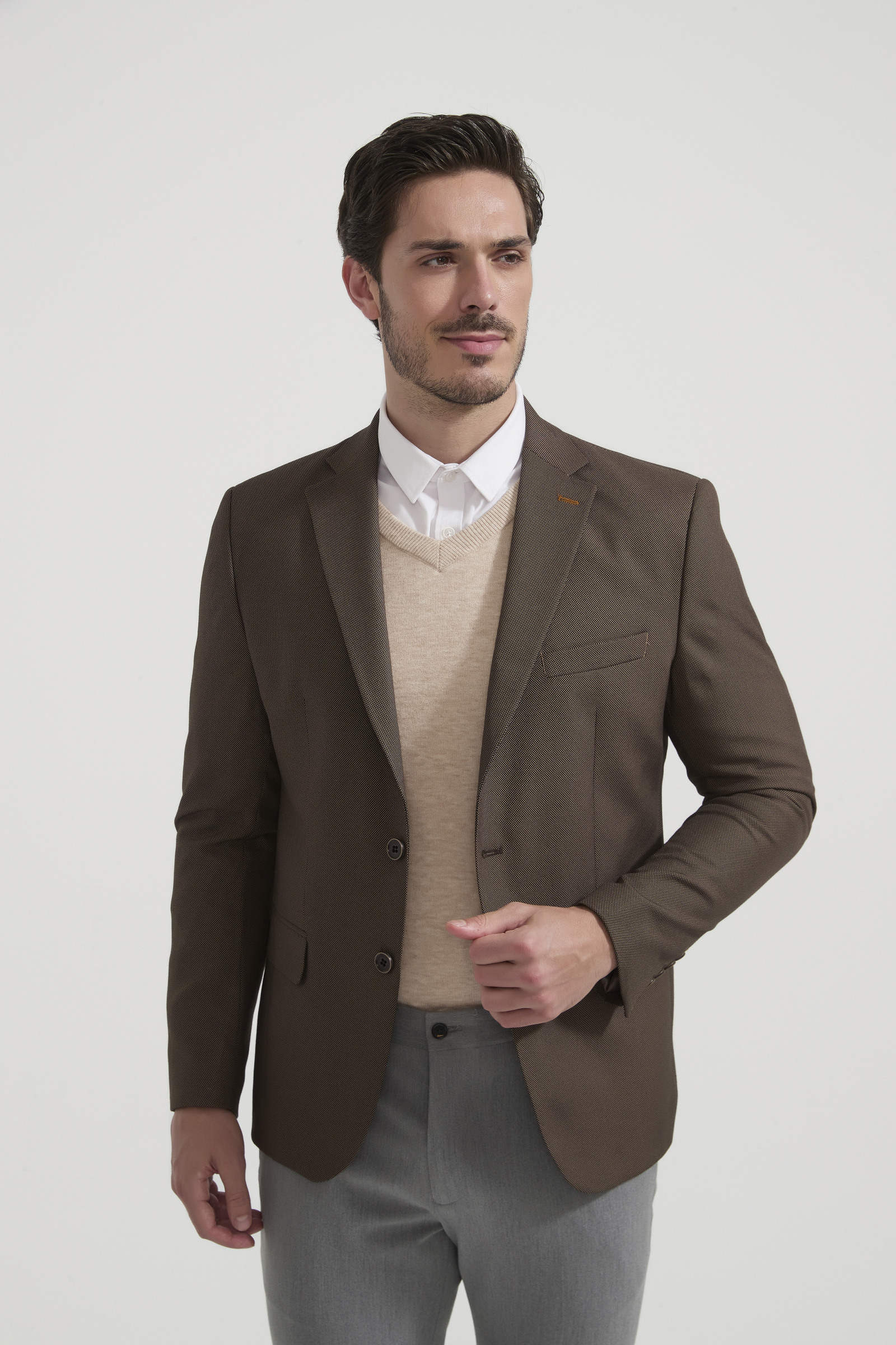 Grossiste Yves Enzo Paris - Blazer piqué - Choco