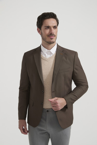 Wholesaler Yves Enzo Paris - Piqué Blazer - Choco Wholesaler Yves Enzo Paris - Piqué Blazer - Choco