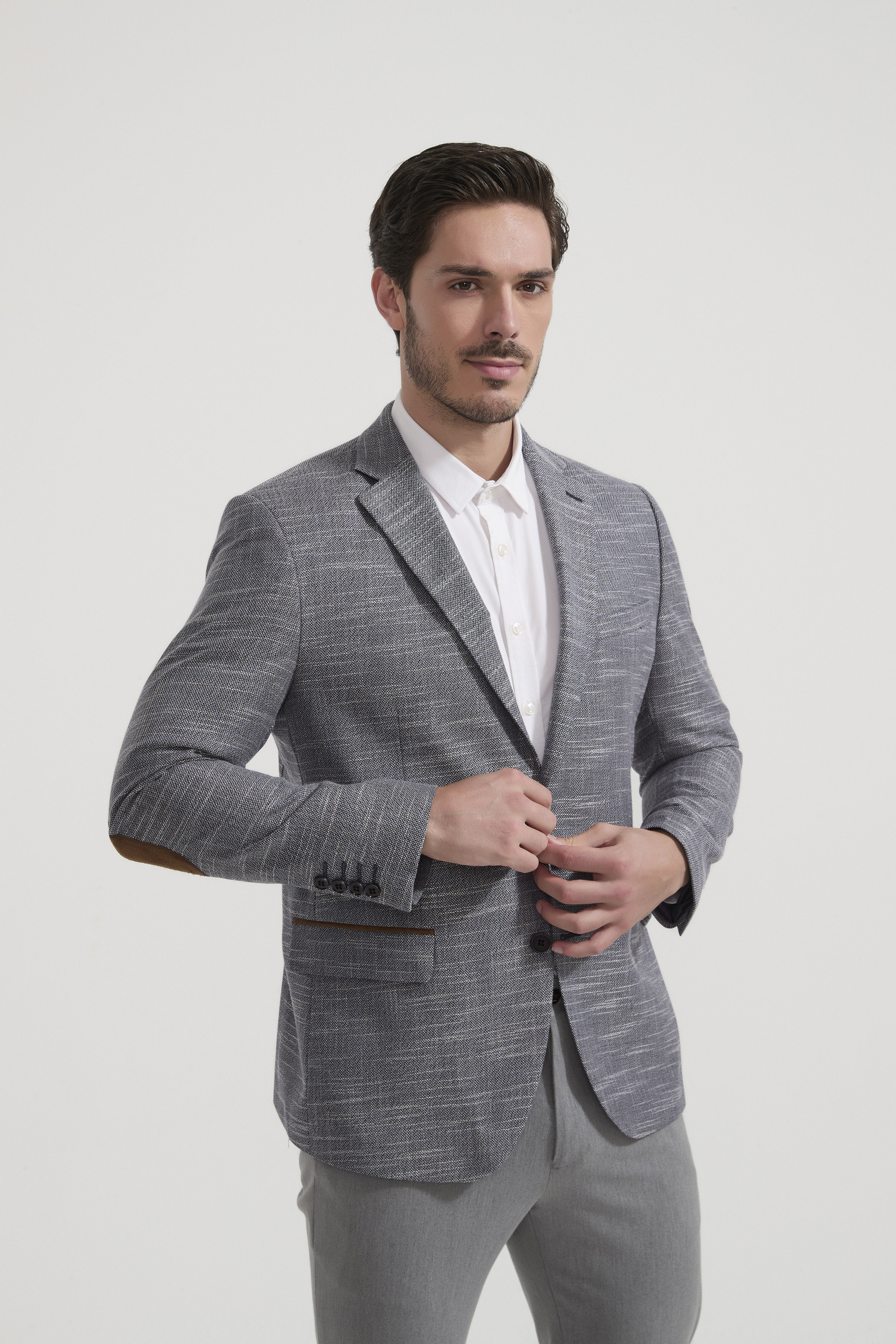 Grossiste Yves Enzo Paris - Blazer piqué avec coudières - Bleu