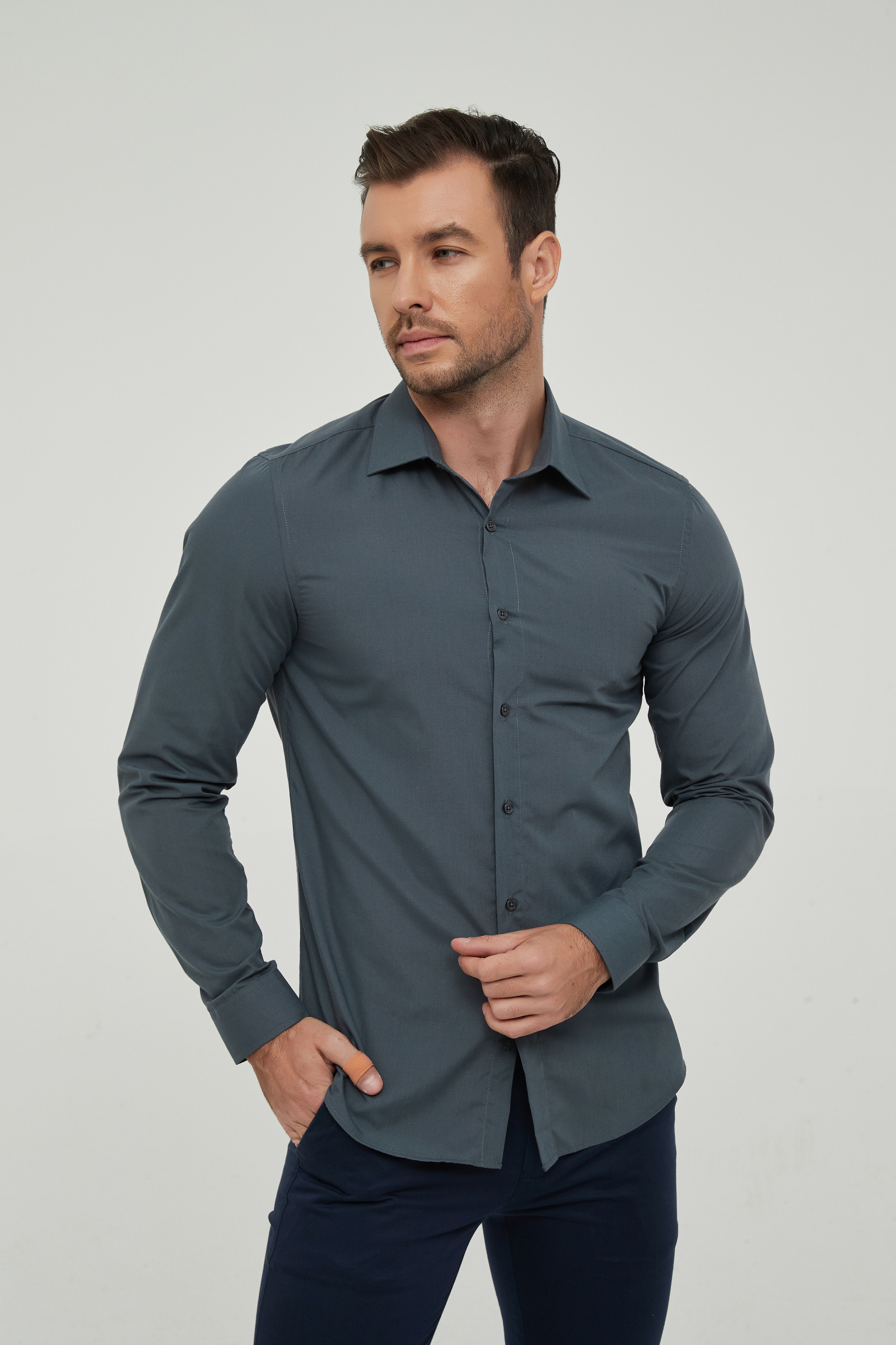 Mayorista Yves Enzo Paris - Camisa lisa de corte slim