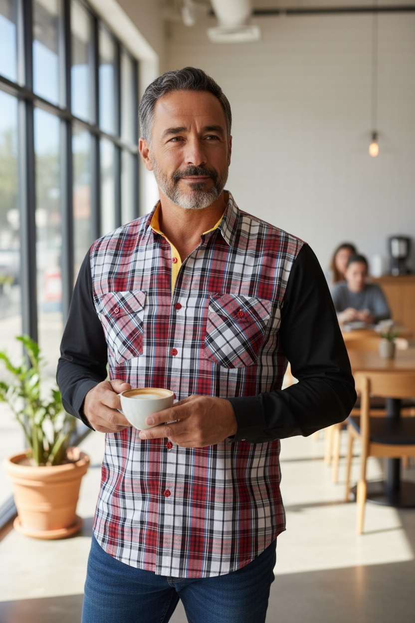 Wholesaler Yves Enzo Paris - Slim fit plaid shirt