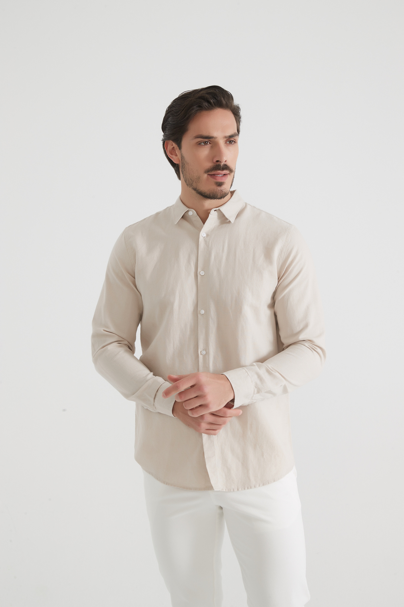 Grossiste Yves Enzo Paris - Chemise Leo pur lin - Beige