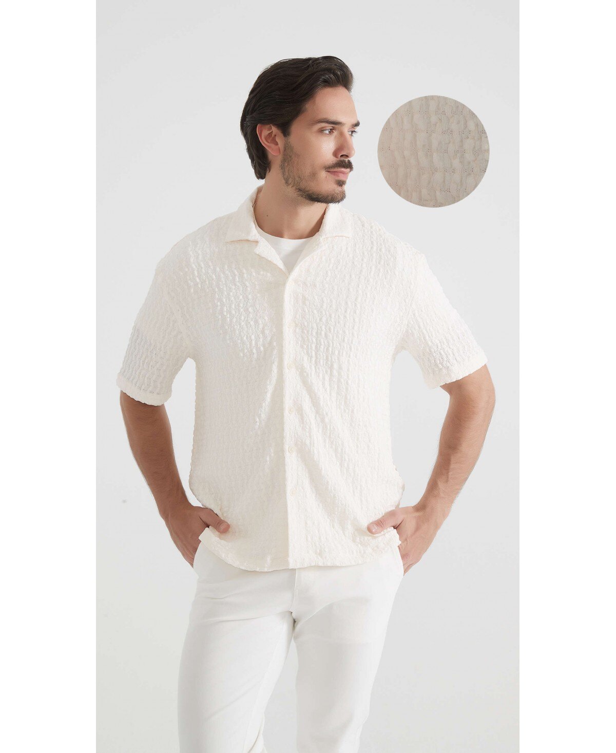 Mayorista Yves Enzo Paris - Camisa stretch de crochet