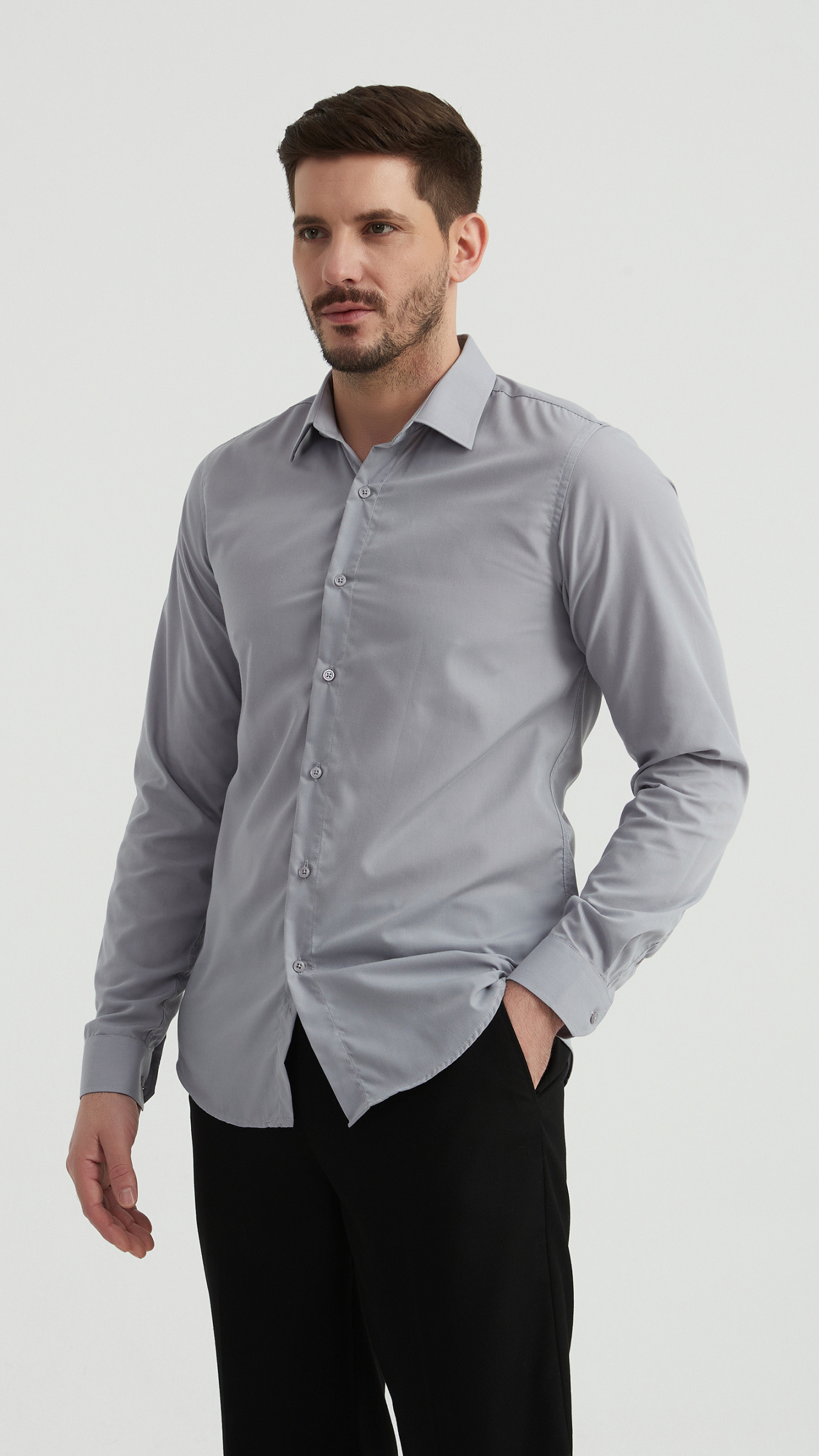 Mayorista Yves Enzo Paris - Camisa lisa corte slim