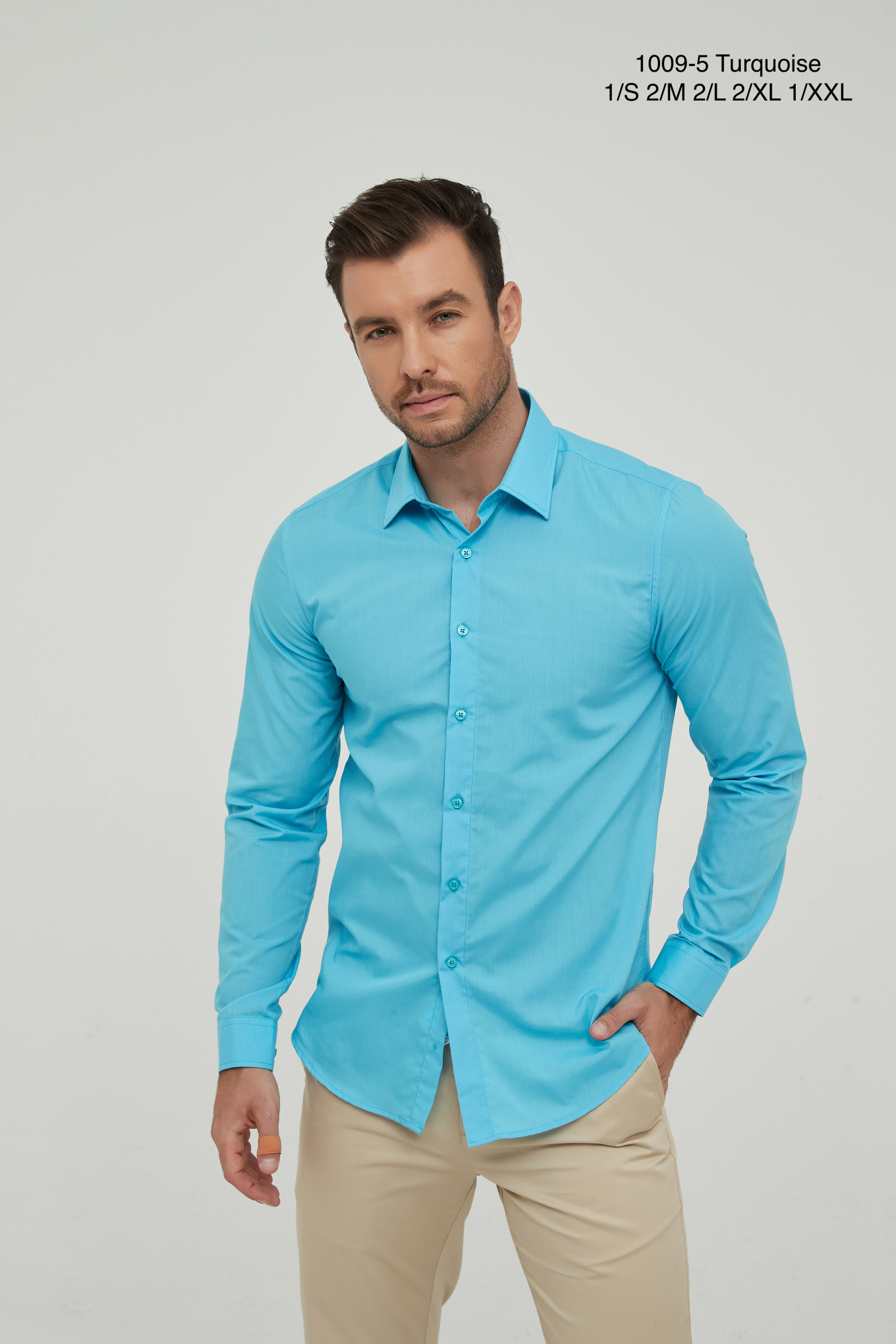 Großhändler Yves Enzo Paris - Einfarbiges Slim-Fit-Hemd