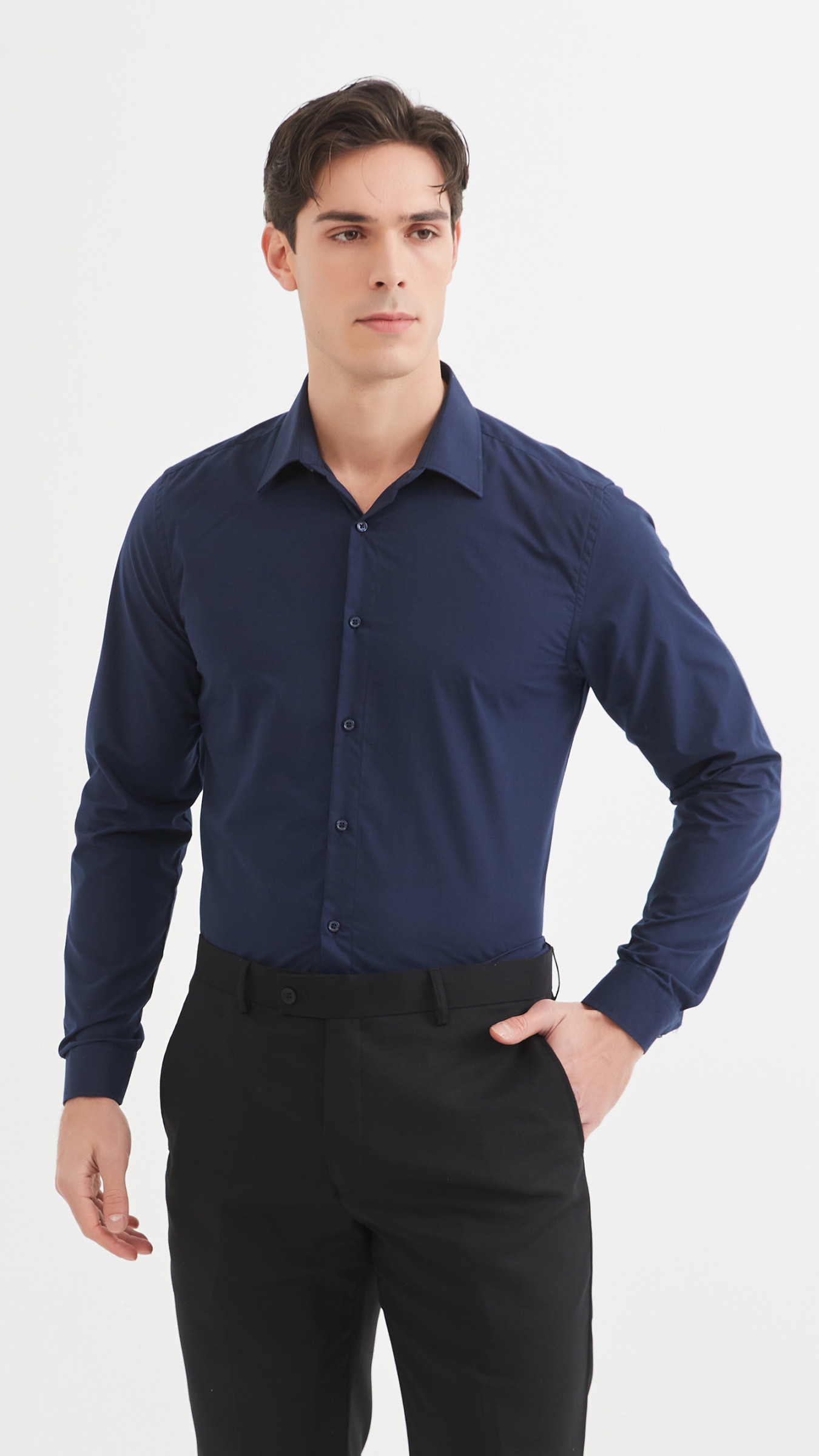 Mayorista Yves Enzo Paris - Camisa lisa corte slim