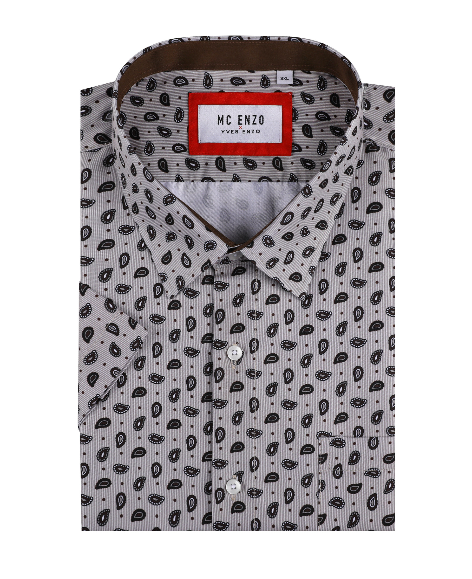 Grossista Yves Enzo Paris - Camicia a maniche corte con fantasia dalla 2XL alla 5XL