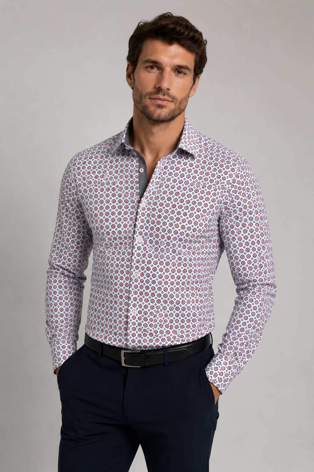 Grossista Yves Enzo Paris - Camicia a fantasia SERRUCHO in slim fit