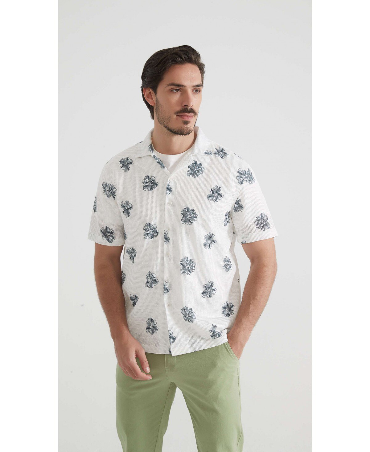 Mayorista Yves Enzo Paris - Camisa de manga corta de crochet