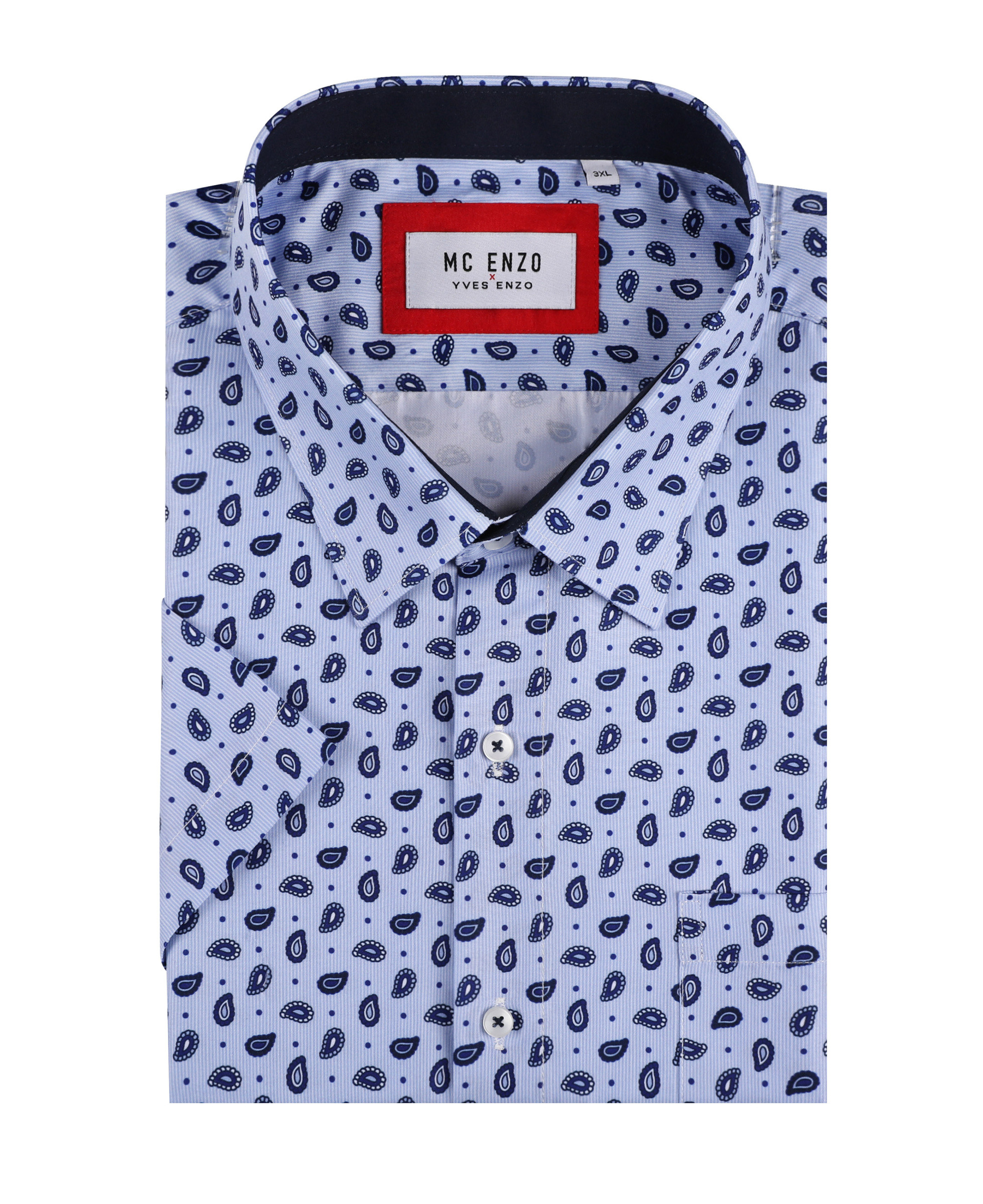 Grossista Yves Enzo Paris - Camicia a maniche corte con motivi dalla 2XL alla 5XL