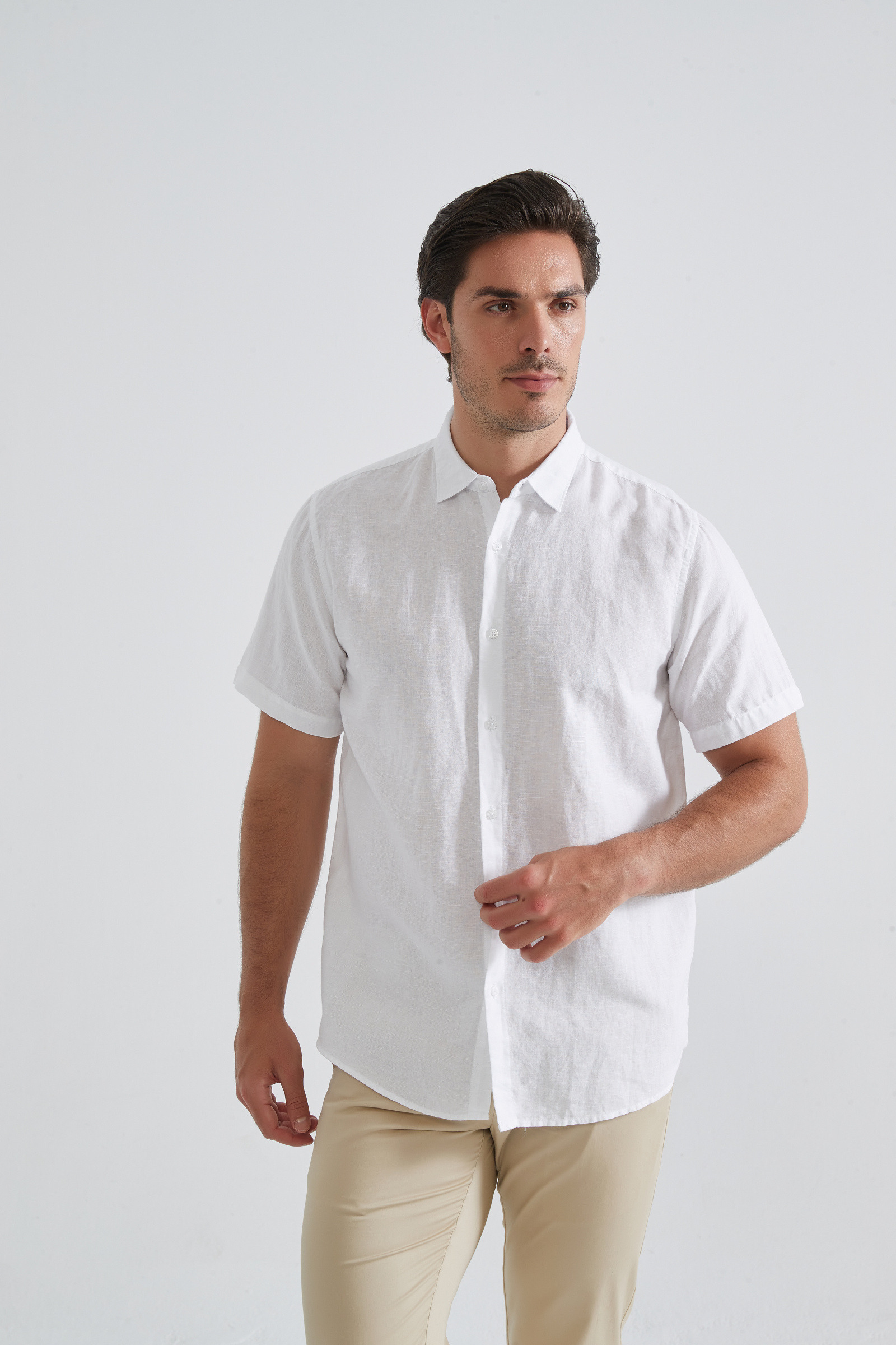 Wholesaler Yves Enzo Paris - Raphael pure linen short-sleeve shirt