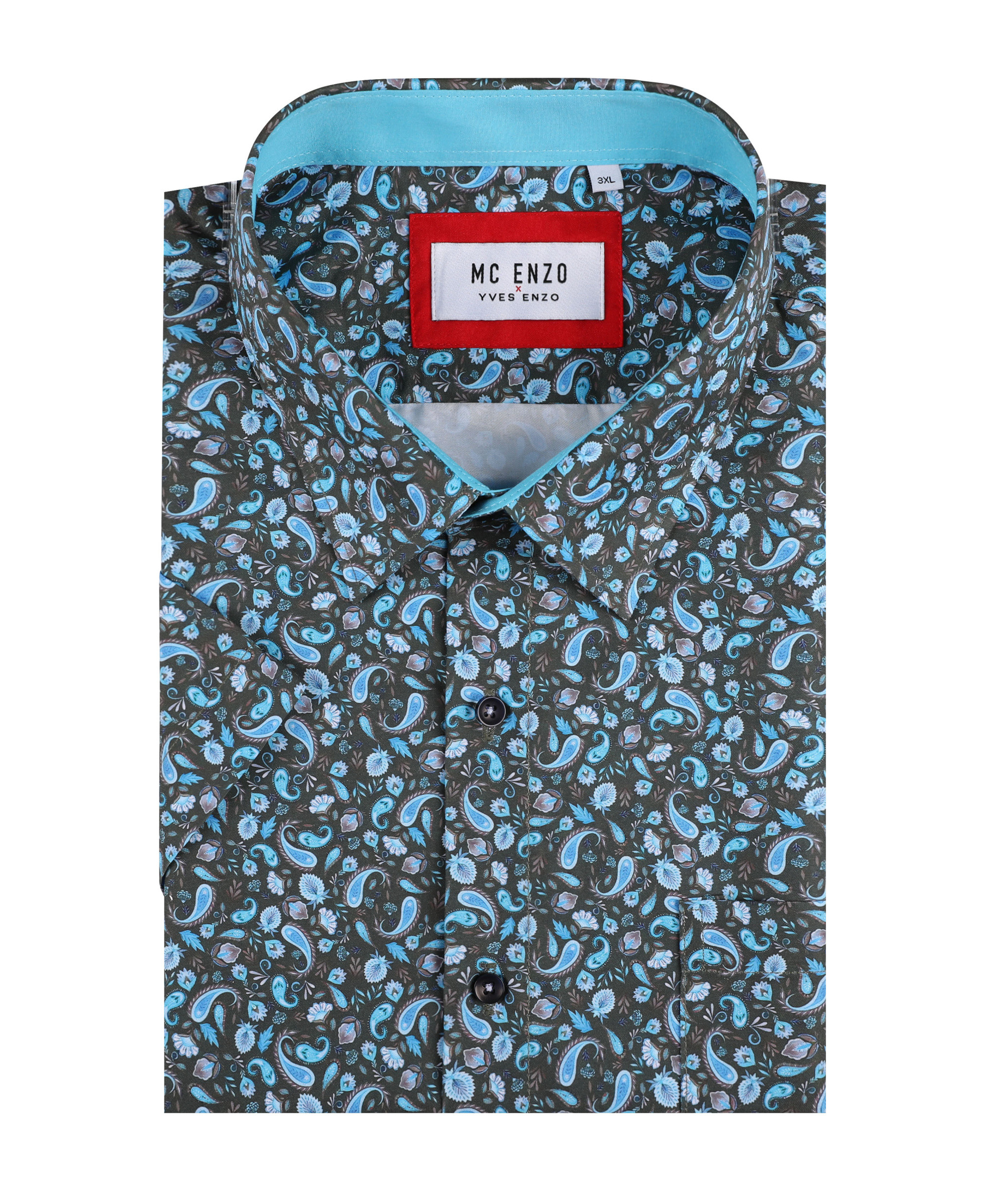 Grossista Yves Enzo Paris - Camicia a maniche corte con motivi dalla 2XL alla 5XL